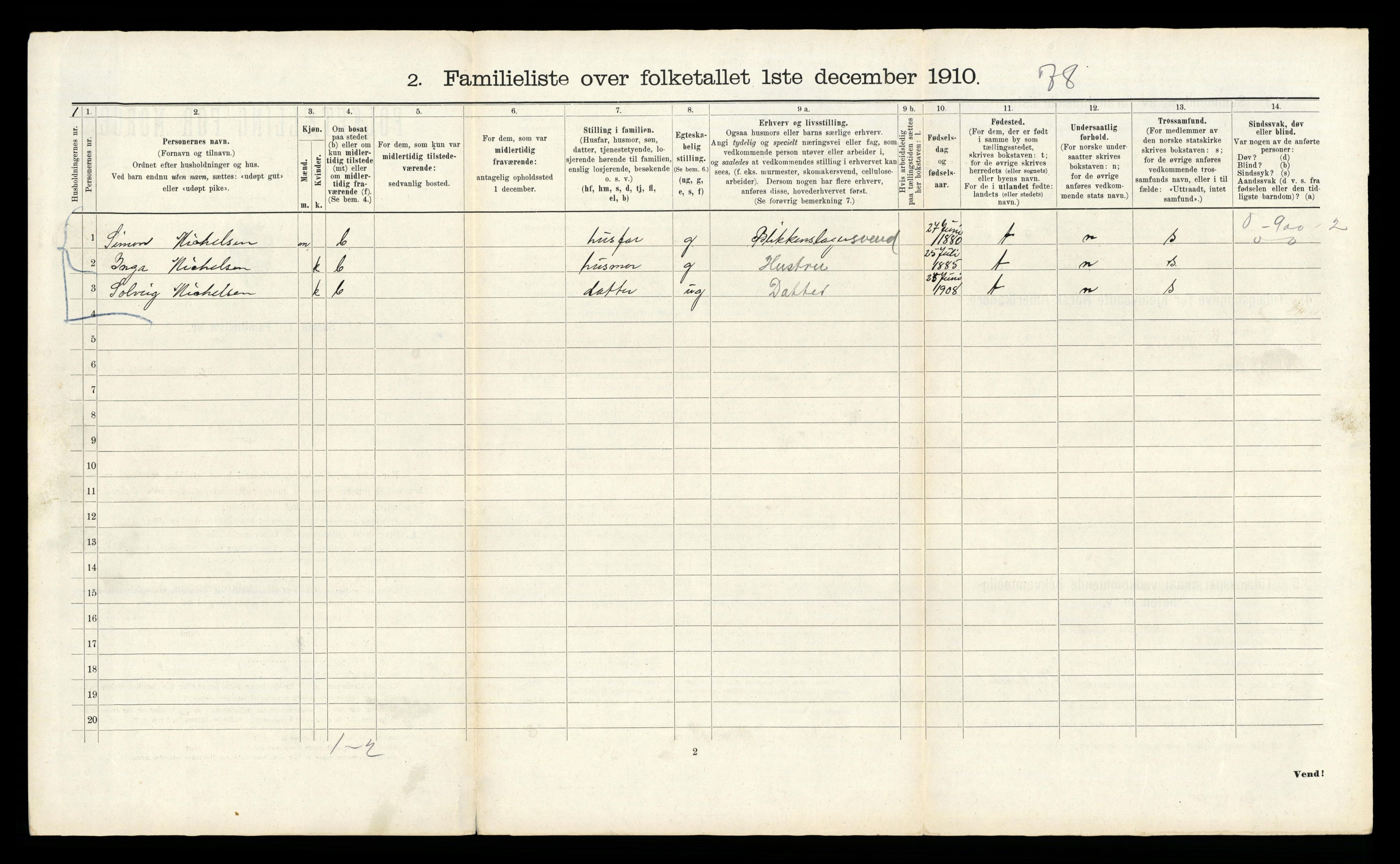 RA, 1910 census for Bergen, 1910, p. 43154