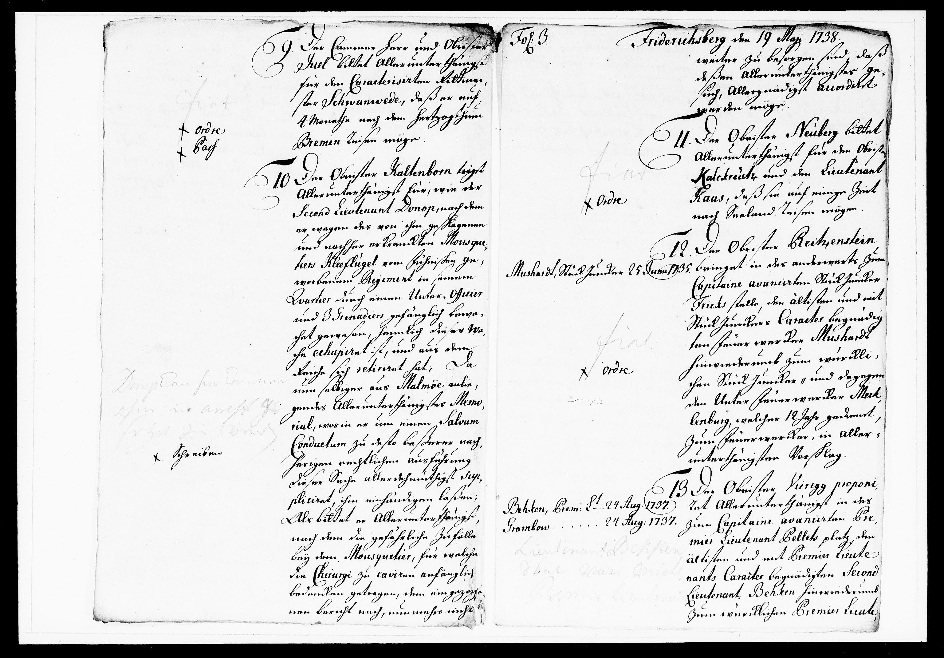 Krigskollegiet, Krigskancelliet, DRA/A-0006/-/1143-1150: Refererede sager, 1738, p. 235