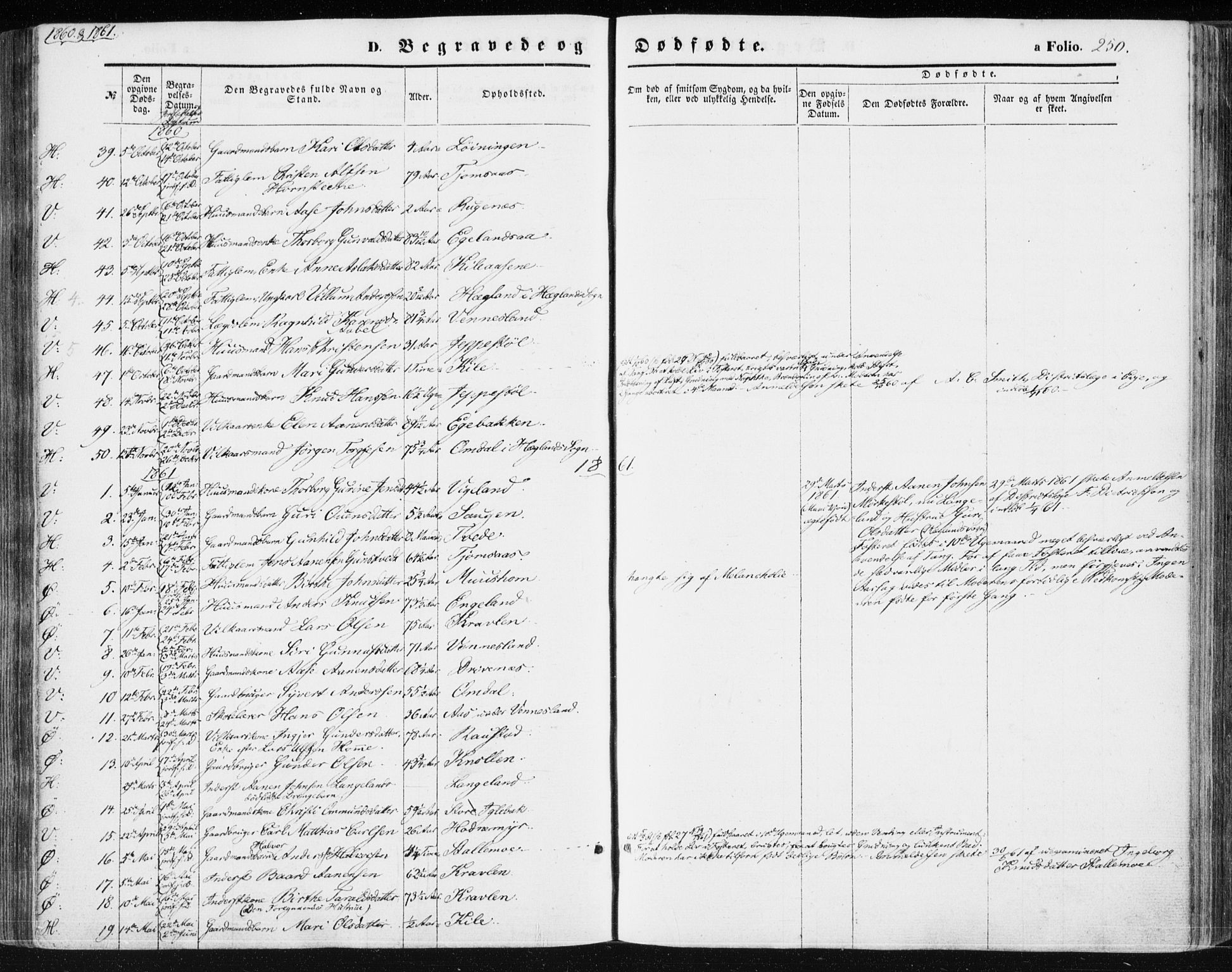 Vennesla sokneprestkontor, AV/SAK-1111-0045/Fa/Fac/L0007: Parish register (official) no. A 7, 1855-1873, p. 250