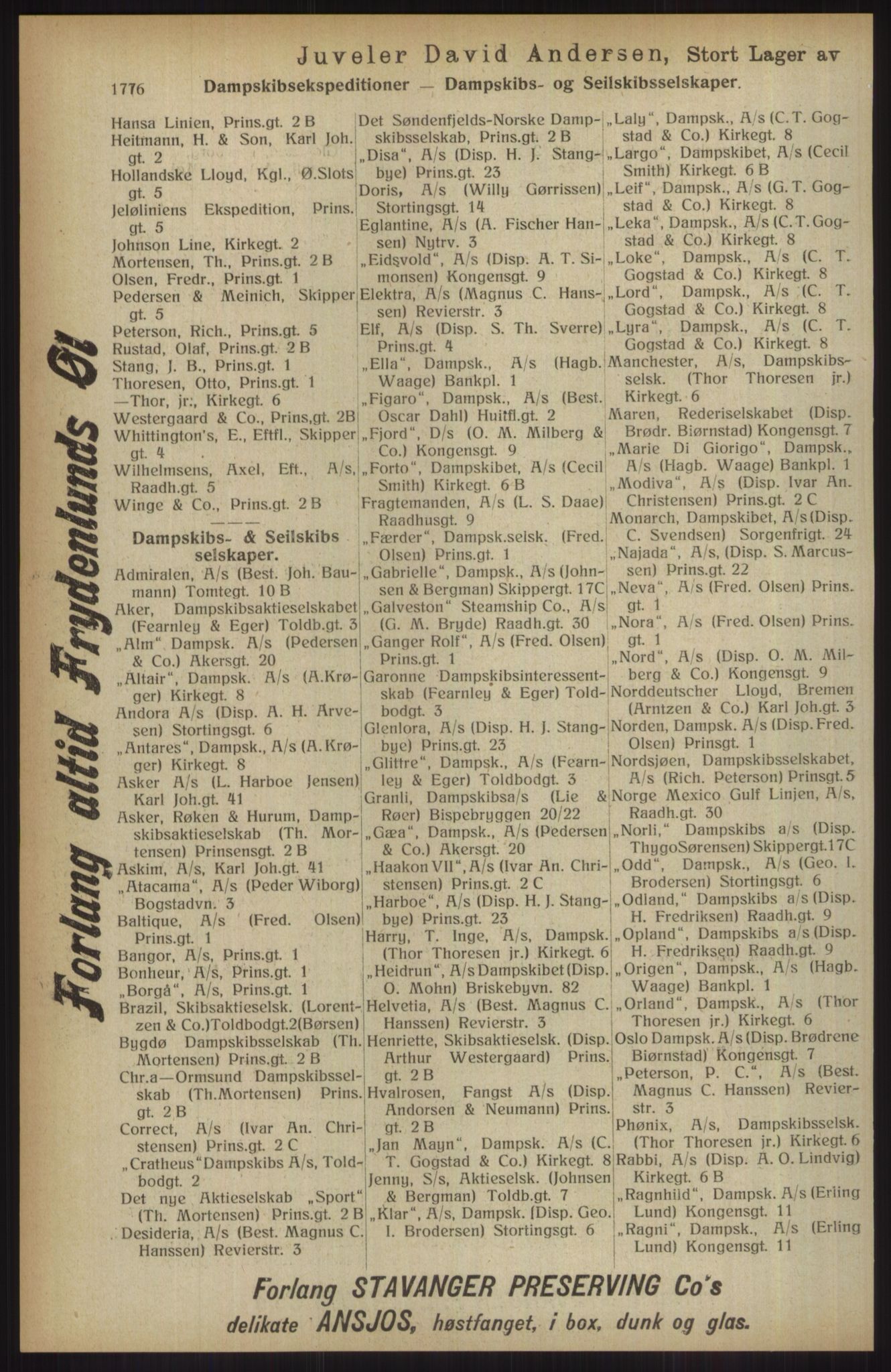 Kristiania/Oslo adressebok, PUBL/-, 1914, p. 1776