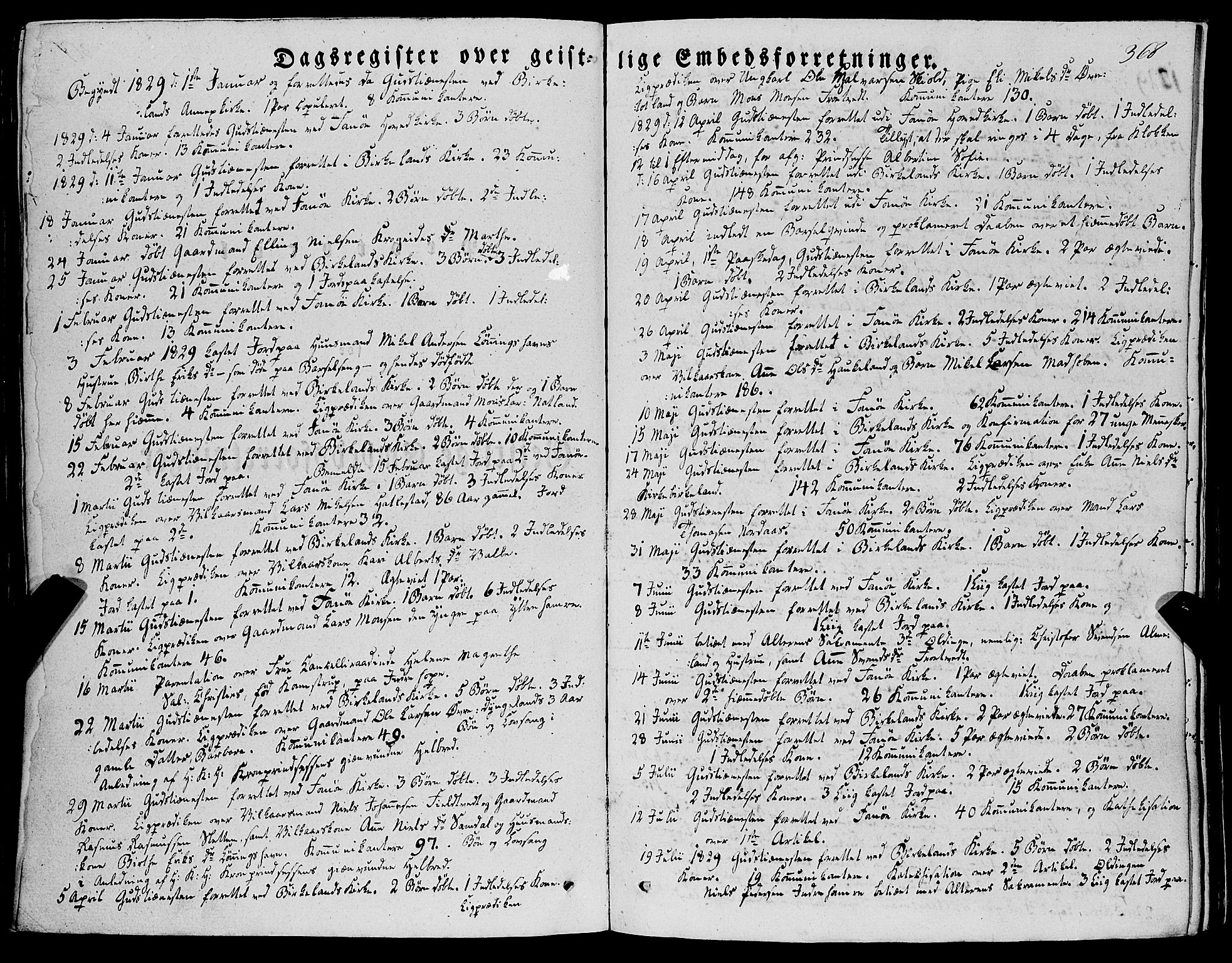 Fana Sokneprestembete, SAB/A-75101/H/Haa/Haaa/L0008: Parish register (official) no. A 8, 1829-1851, p. 368