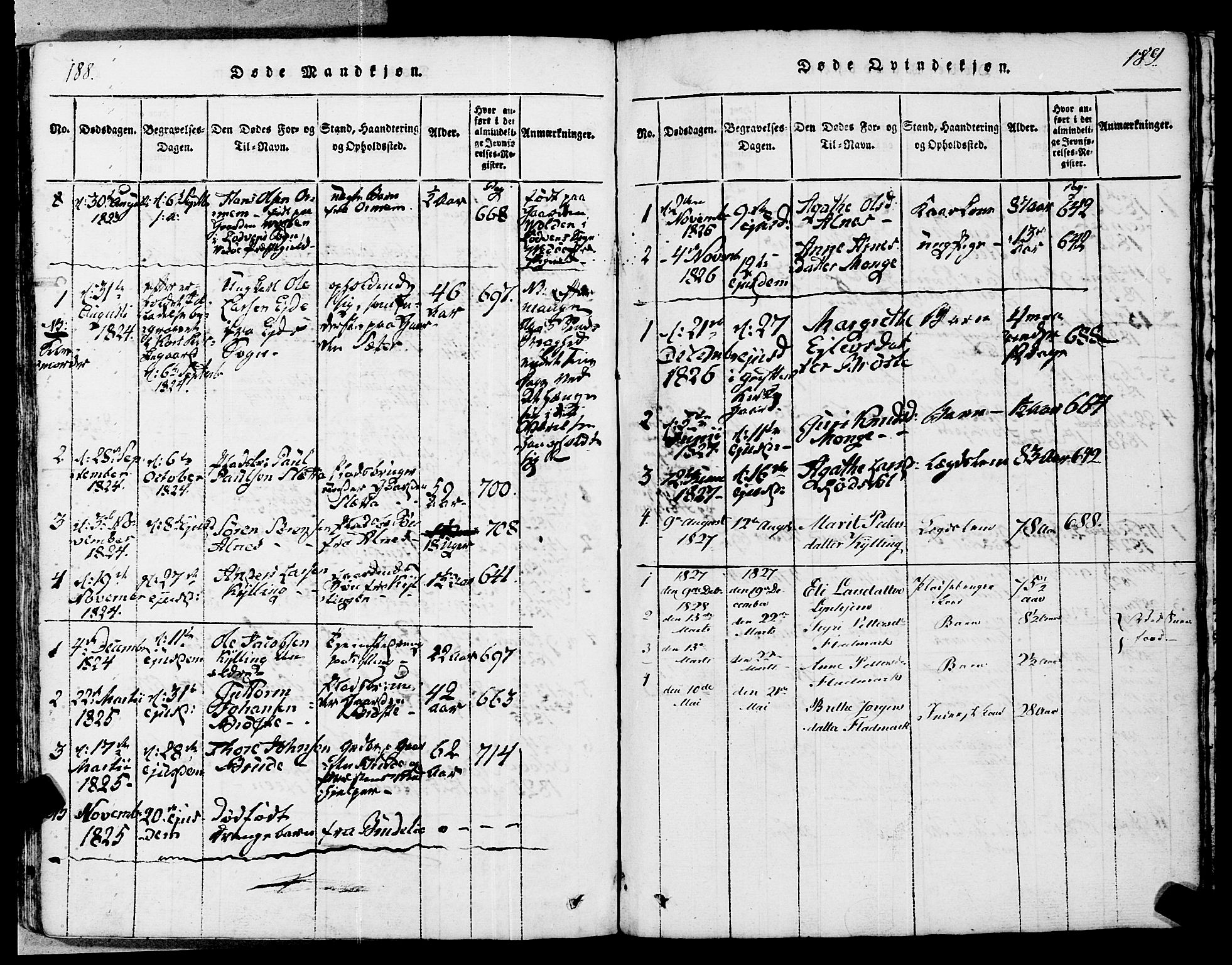 Ministerialprotokoller, klokkerbøker og fødselsregistre - Møre og Romsdal, AV/SAT-A-1454/546/L0593: Parish register (official) no. 546A01, 1818-1853, p. 188-189