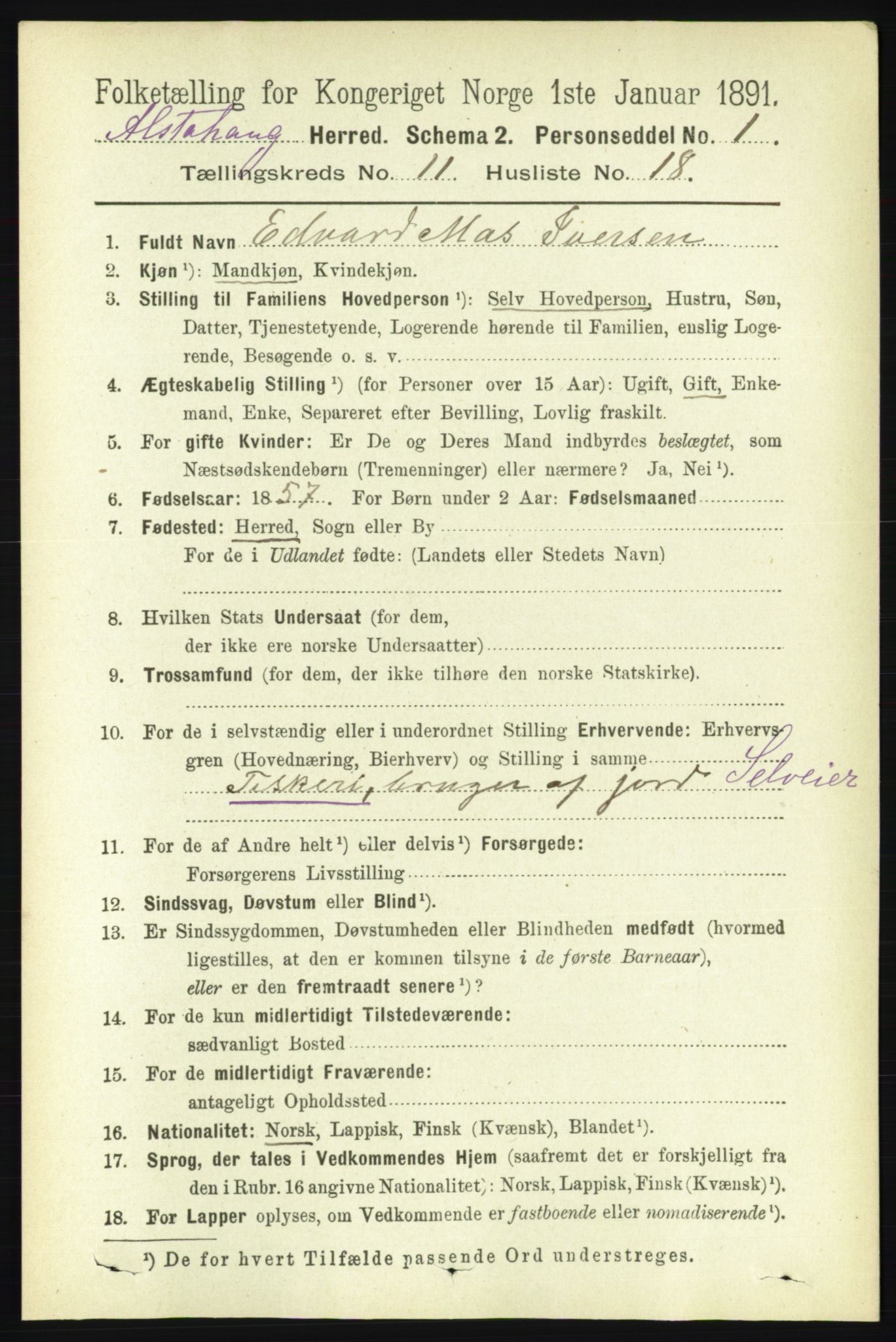 RA, 1891 census for 1820 Alstahaug, 1891, p. 3979