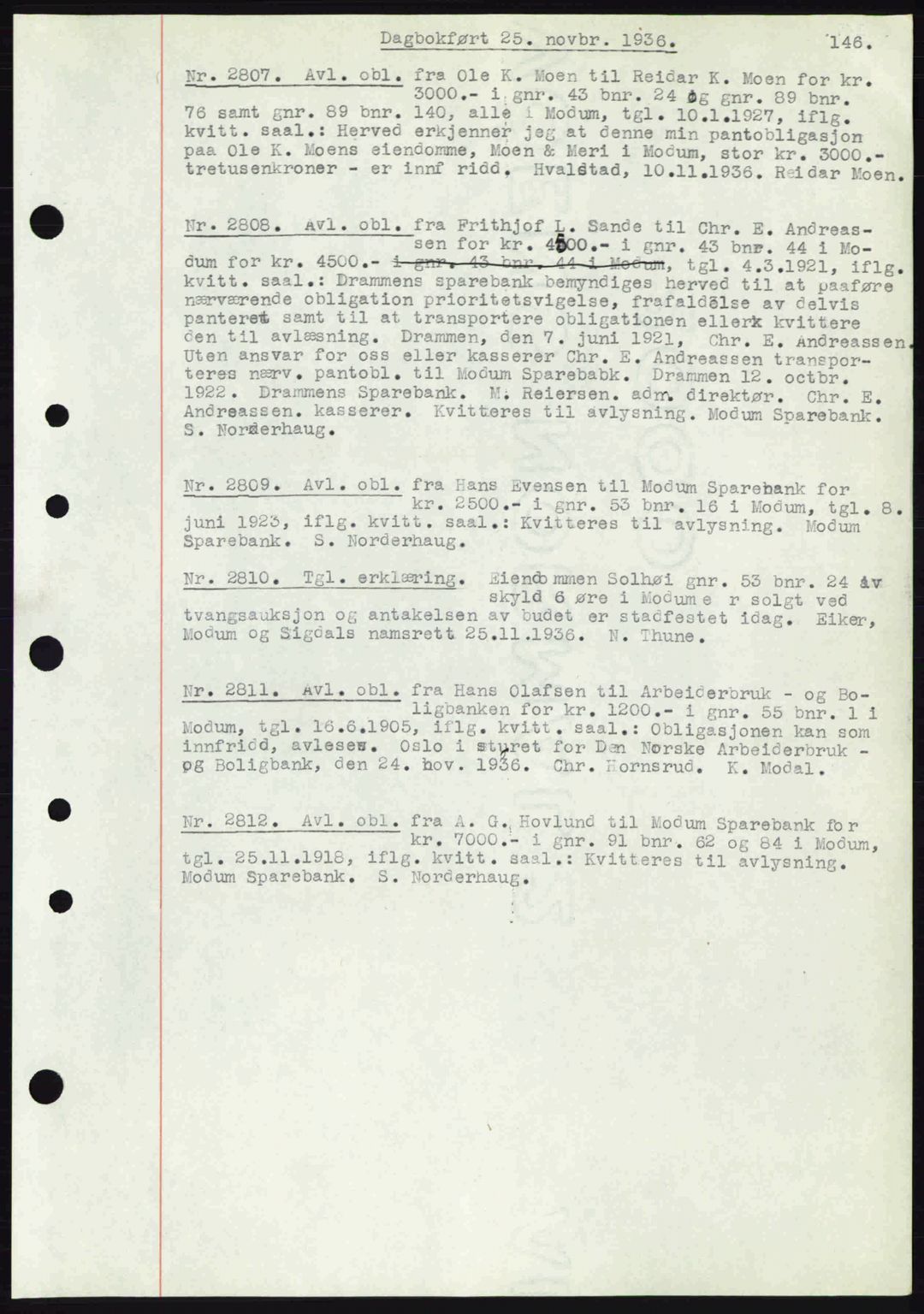 Eiker, Modum og Sigdal sorenskriveri, SAKO/A-123/G/Ga/Gab/L0034: Mortgage book no. A4, 1936-1937, Diary no: : 2807/1936