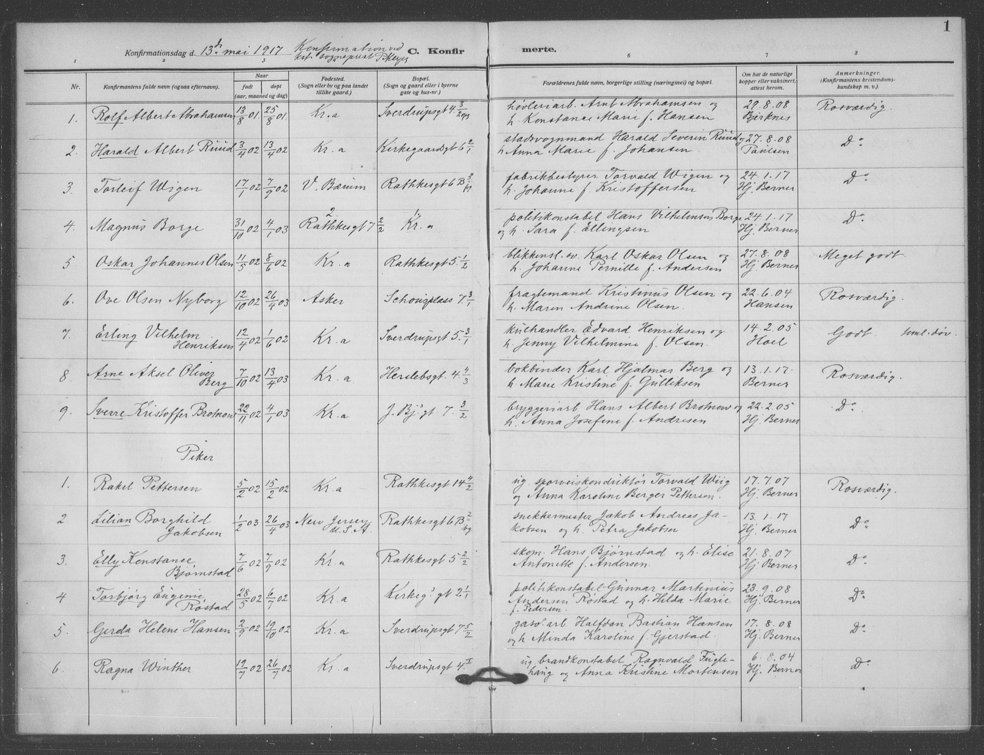 Matteus prestekontor Kirkebøker, SAO/A-10870/F/Fa/L0002: Parish register (official) no. 2, 1917-1938, p. 1
