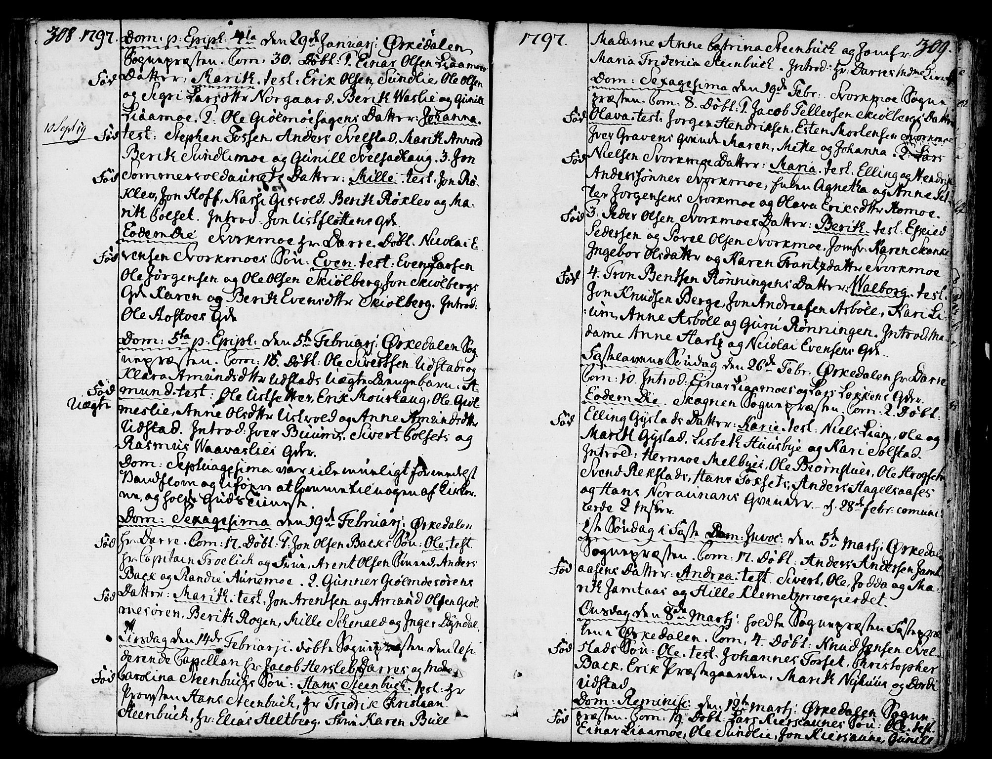 Ministerialprotokoller, klokkerbøker og fødselsregistre - Sør-Trøndelag, SAT/A-1456/668/L0802: Parish register (official) no. 668A02, 1776-1799, p. 308-309