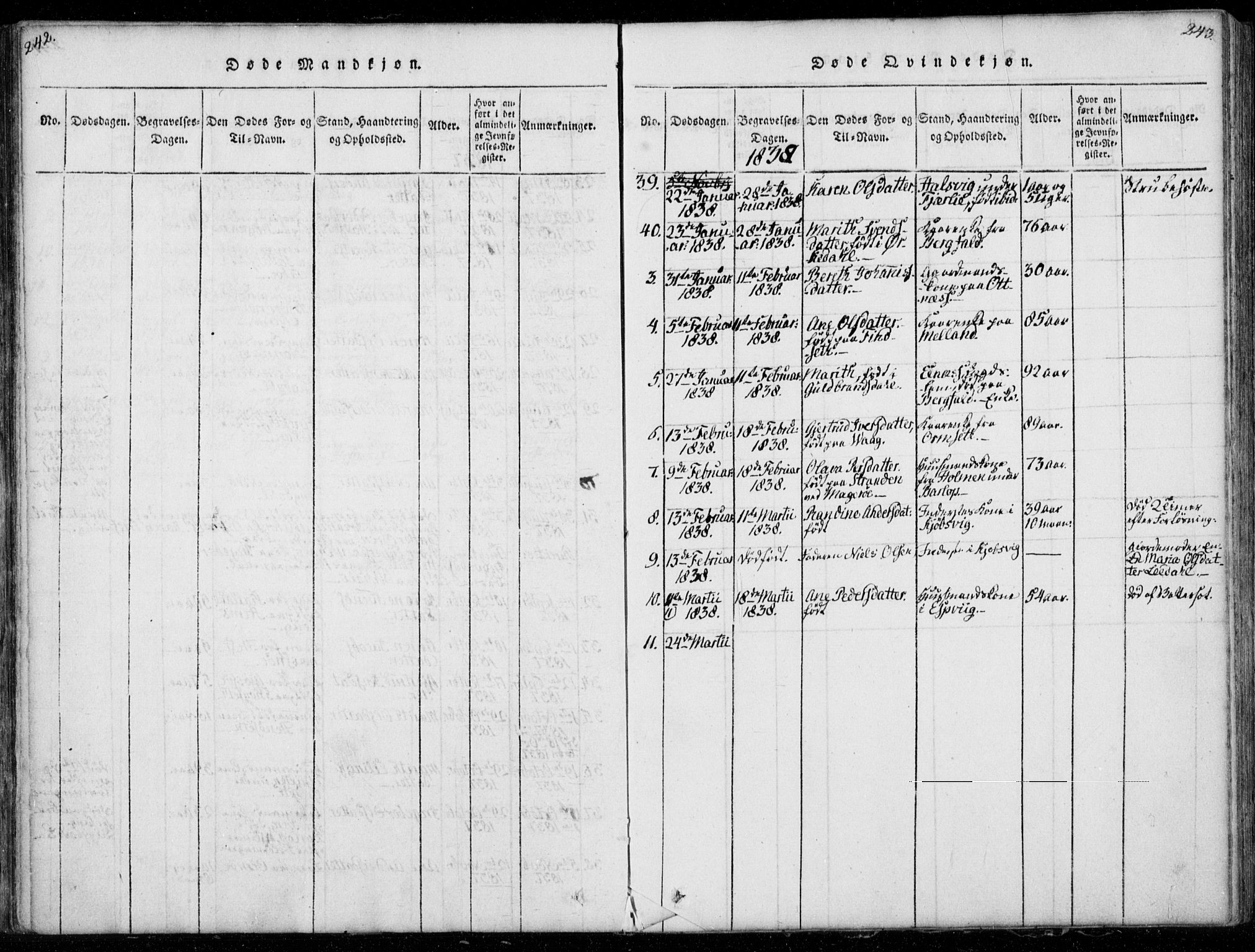 Ministerialprotokoller, klokkerbøker og fødselsregistre - Møre og Romsdal, AV/SAT-A-1454/578/L0903: Parish register (official) no. 578A02, 1819-1838, p. 242-243