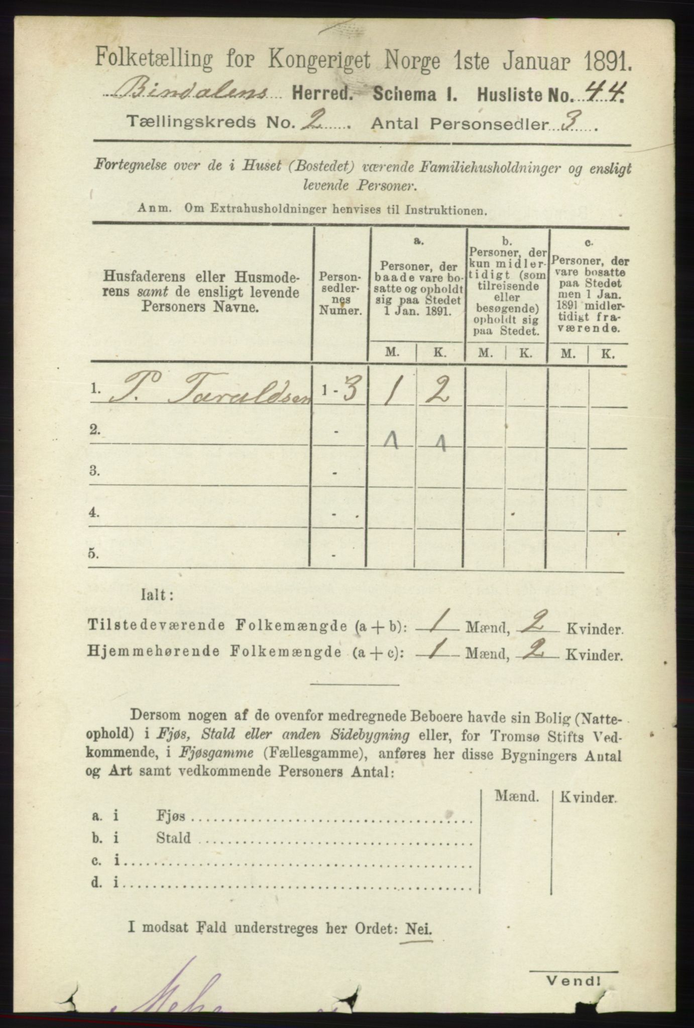 RA, 1891 census for 1811 Bindal, 1891, p. 275