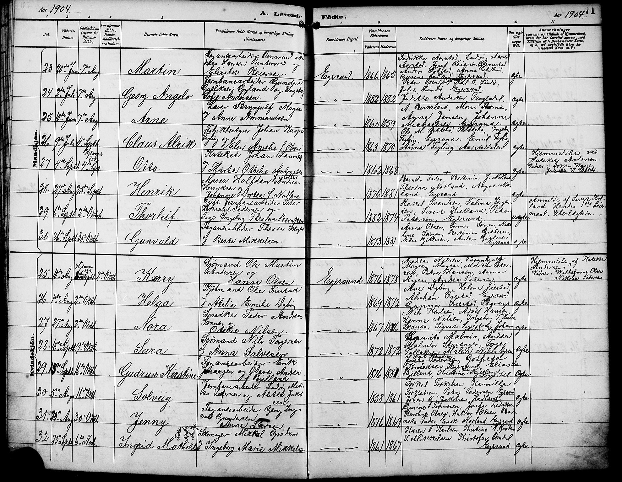 Eigersund sokneprestkontor, SAST/A-101807/S09/L0010: Parish register (copy) no. B 10, 1893-1907, p. 71