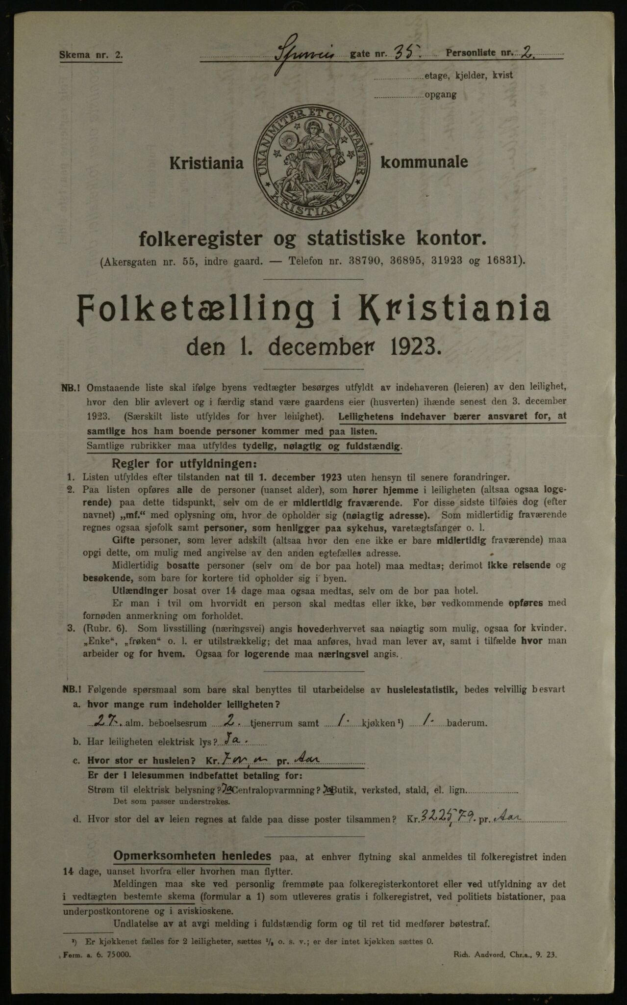 OBA, Municipal Census 1923 for Kristiania, 1923, p. 111135