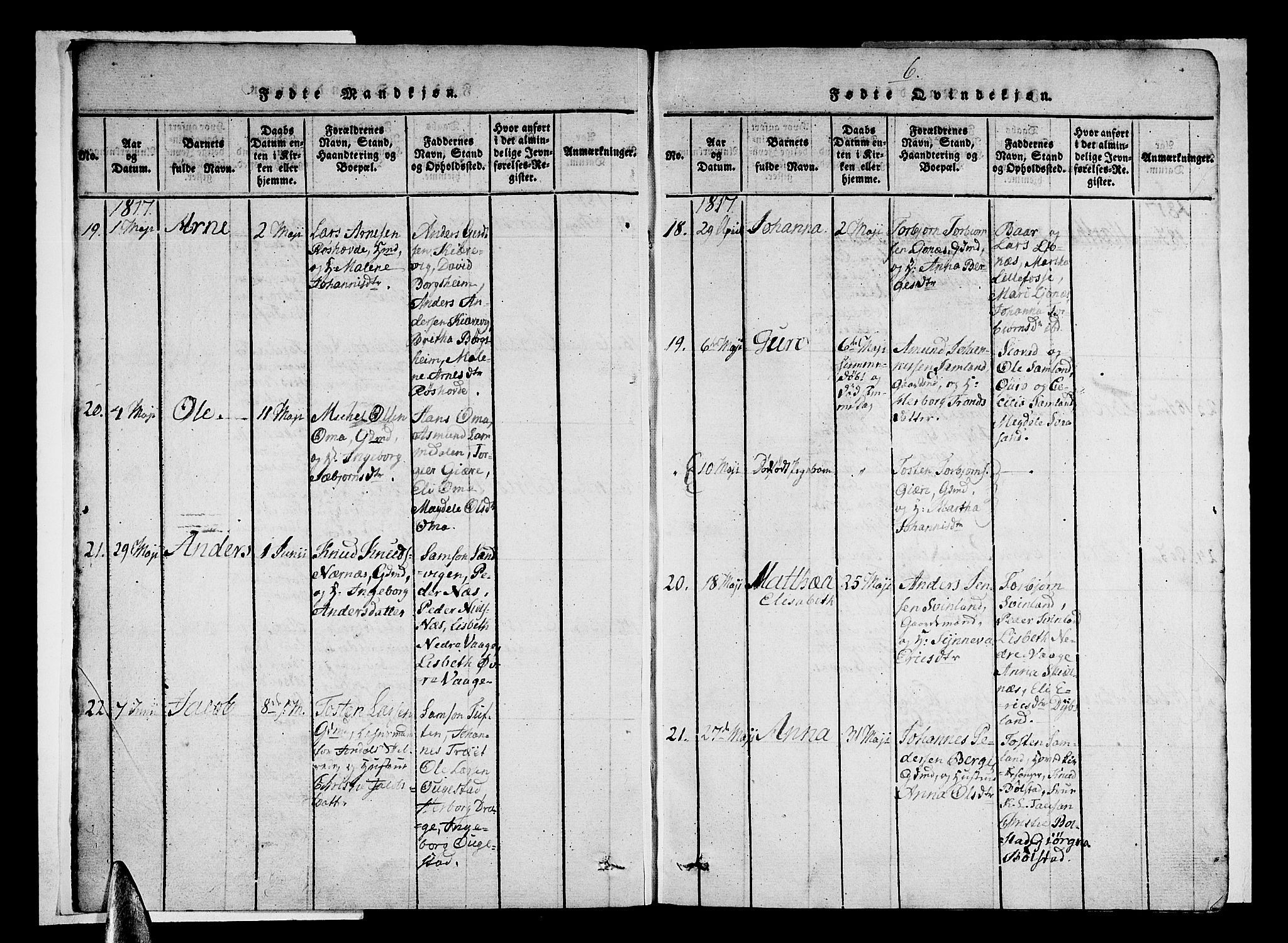 Strandebarm sokneprestembete, SAB/A-78401/H/Haa: Parish register (official) no. A 5, 1816-1826, p. 6