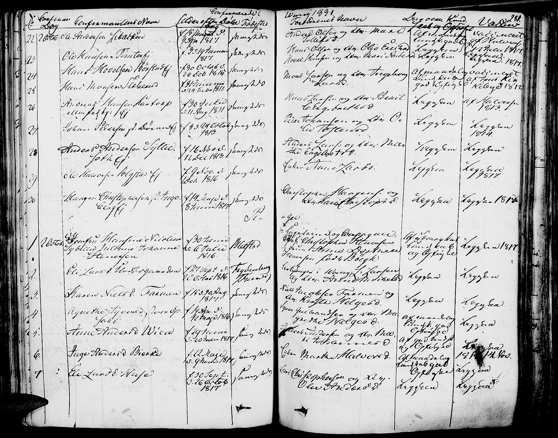 Vang prestekontor, Hedmark, AV/SAH-PREST-008/H/Ha/Haa/L0009: Parish register (official) no. 9, 1826-1841, p. 281