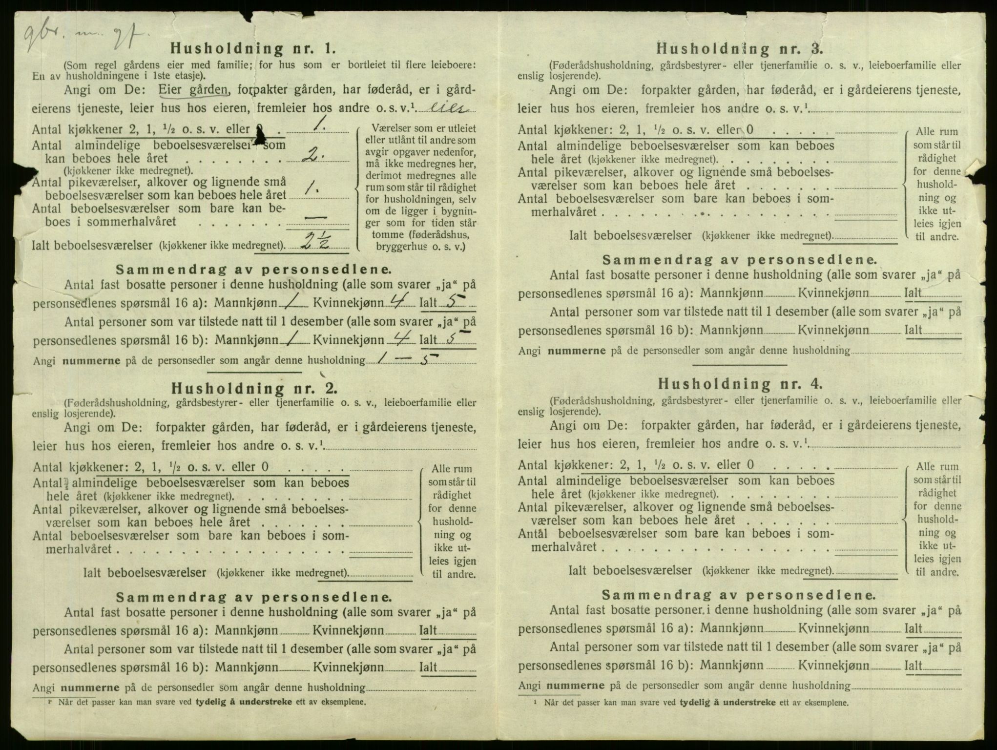 SAB, 1920 census for Tysnes, 1920, p. 815