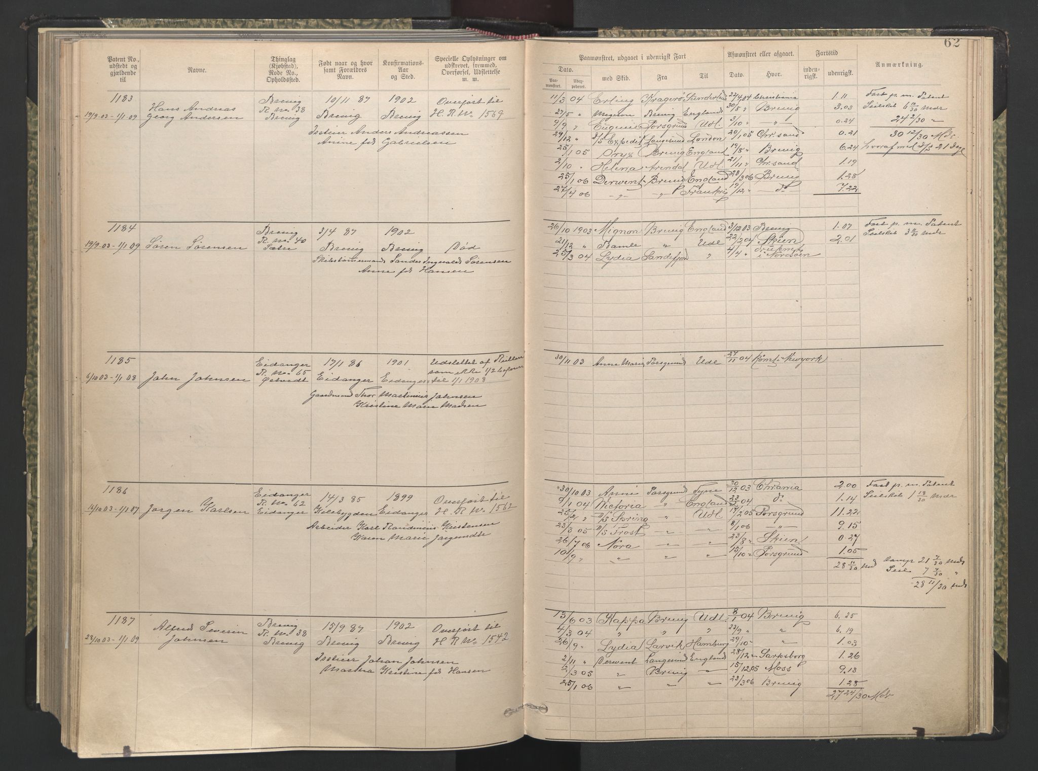 Brevik innrulleringskontor, AV/SAKO-A-833/F/Fa/L0004: Annotasjonsrulle, 1868-1948, p. 62