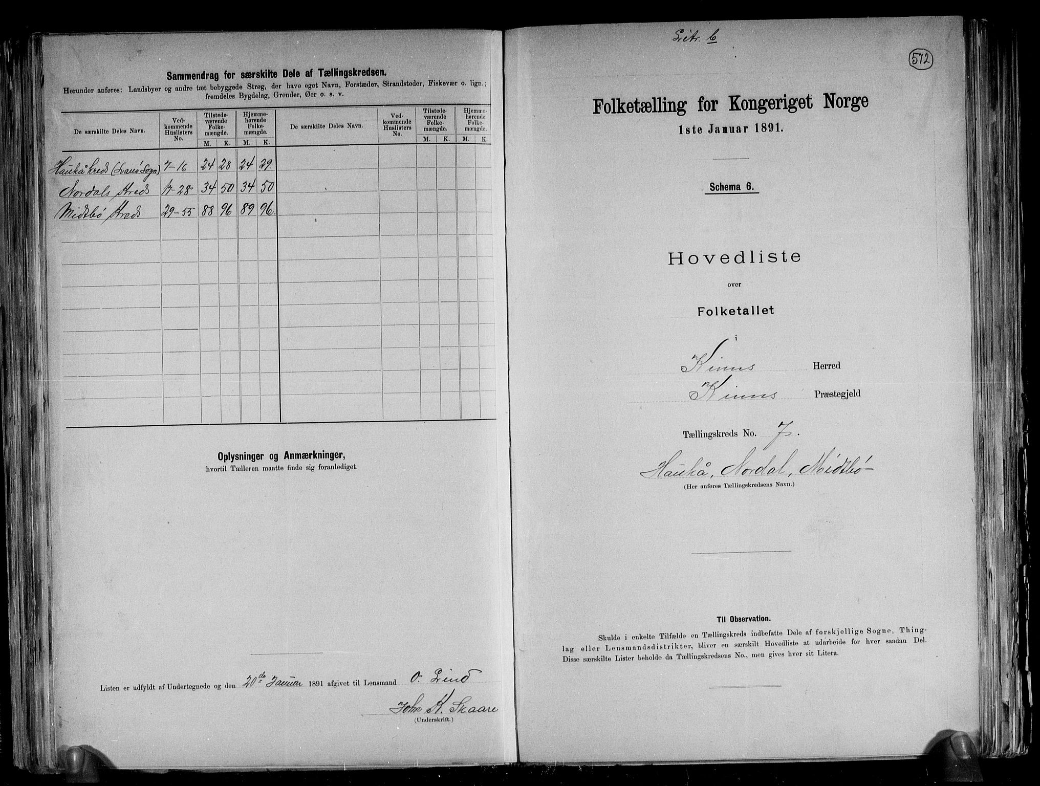 RA, 1891 census for 1437 Kinn, 1891, p. 21