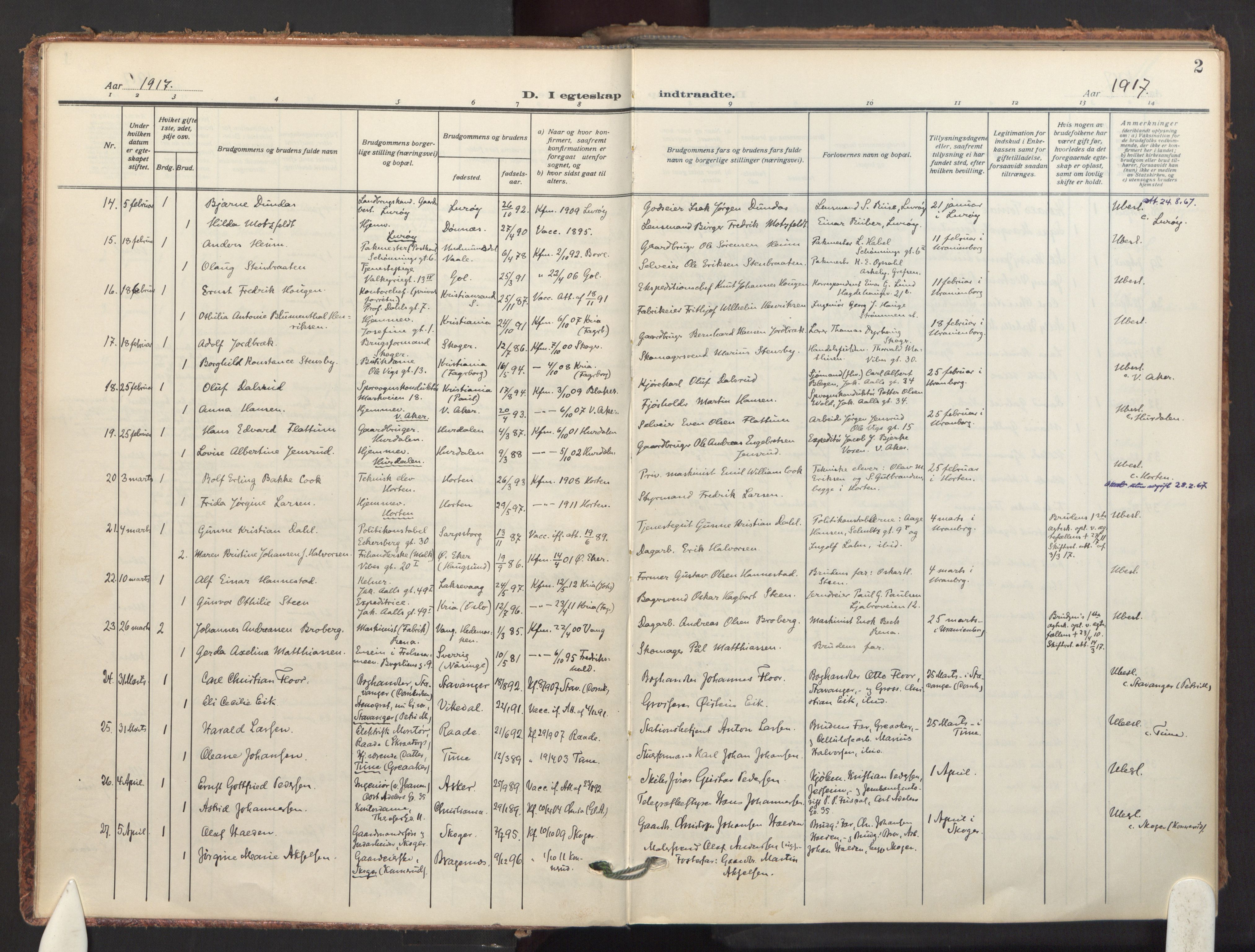 Fagerborg prestekontor Kirkebøker, AV/SAO-A-10844/F/Fa/L0007: Parish register (official) no. 7, 1917-1934, p. 2