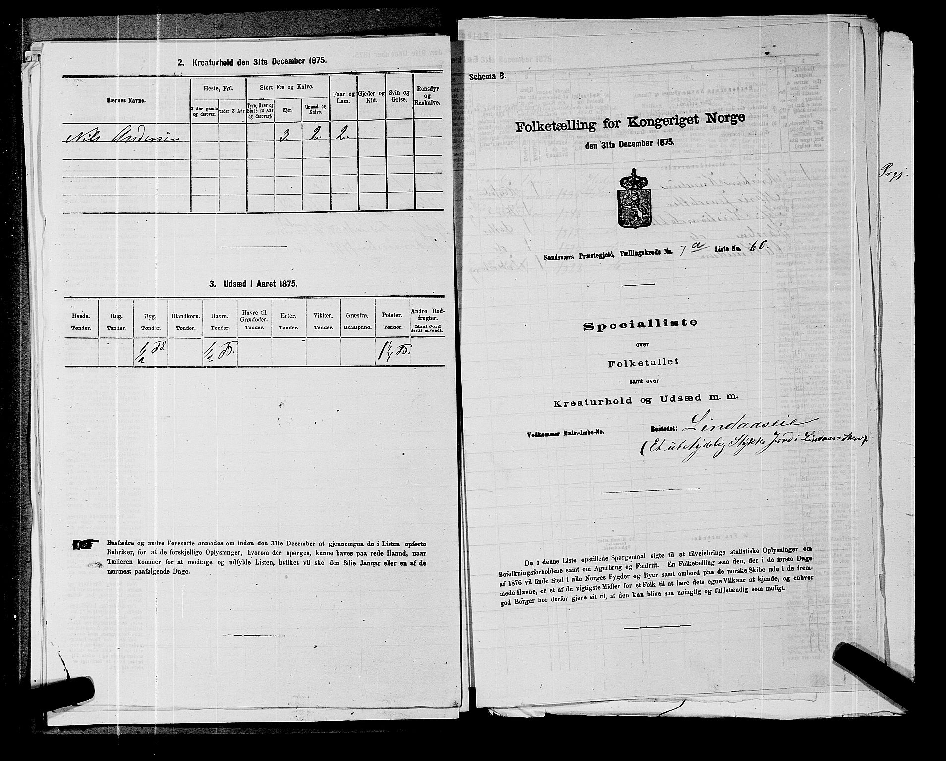 SAKO, 1875 census for 0629P Sandsvær, 1875, p. 1421