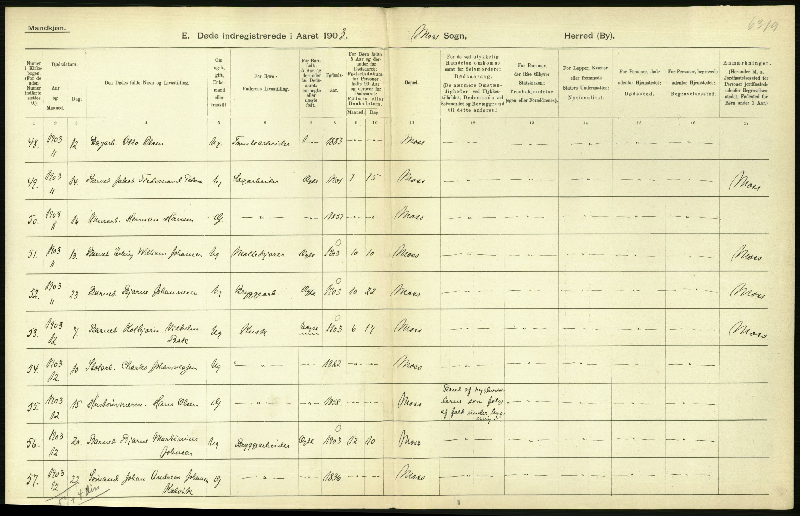 Statistisk sentralbyrå, Sosiodemografiske emner, Befolkning, AV/RA-S-2228/D/Df/Dfa/Dfaa/L0001: Smålenenes amt: Fødte, gifte, døde, 1903, p. 850