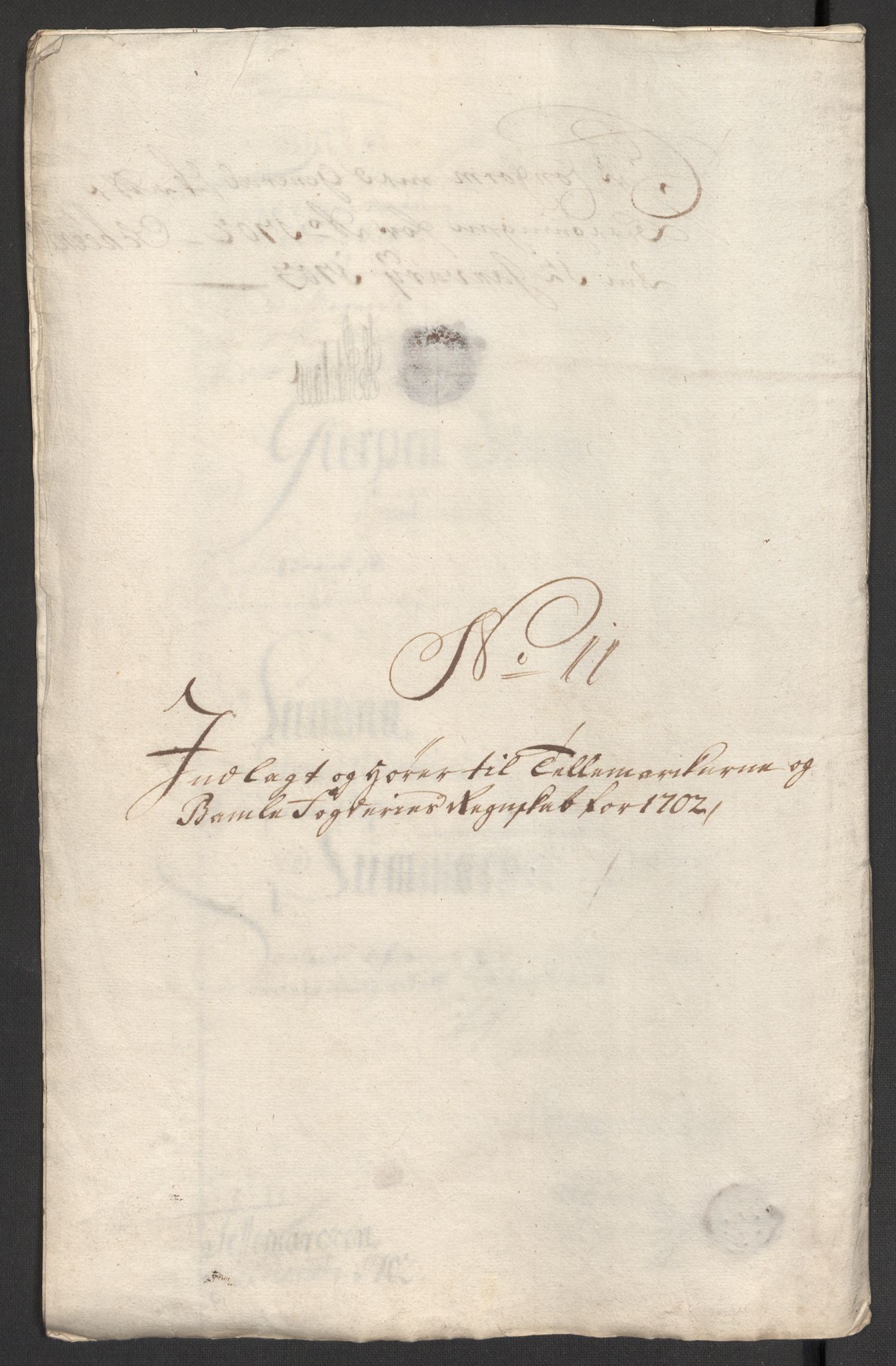 Rentekammeret inntil 1814, Reviderte regnskaper, Fogderegnskap, AV/RA-EA-4092/R36/L2107: Fogderegnskap Øvre og Nedre Telemark og Bamble, 1702, p. 246