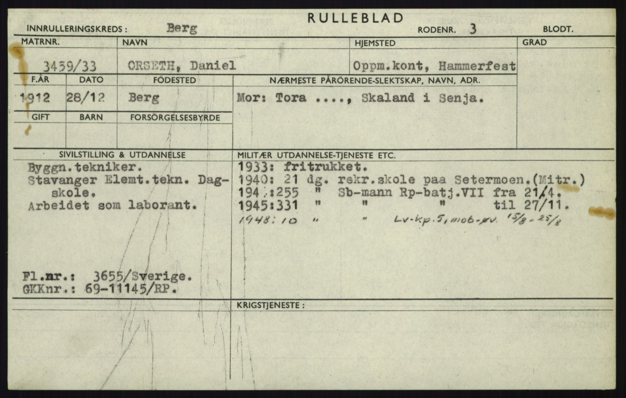 Forsvaret, Troms infanteriregiment nr. 16, AV/RA-RAFA-3146/P/Pa/L0017: Rulleblad for regimentets menige mannskaper, årsklasse 1933, 1933, p. 981