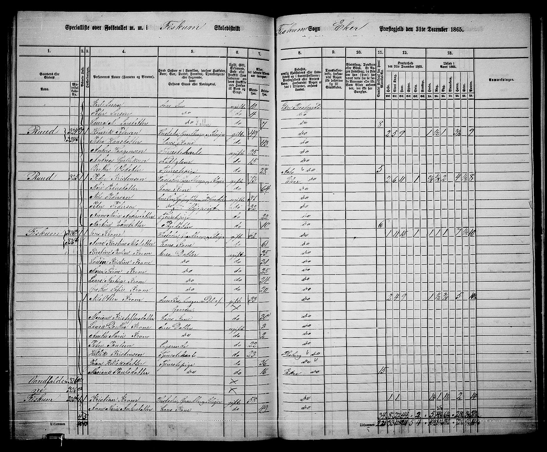 RA, 1865 census for Eiker, 1865, p. 522