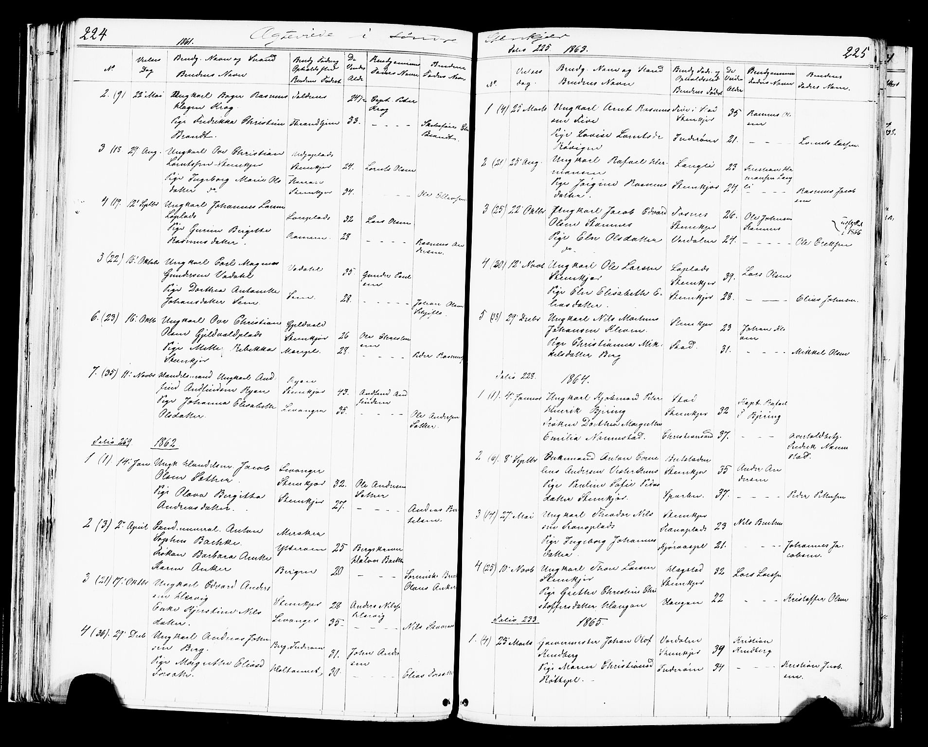 Ministerialprotokoller, klokkerbøker og fødselsregistre - Nord-Trøndelag, SAT/A-1458/739/L0367: Parish register (official) no. 739A01 /1, 1838-1868, p. 224-225