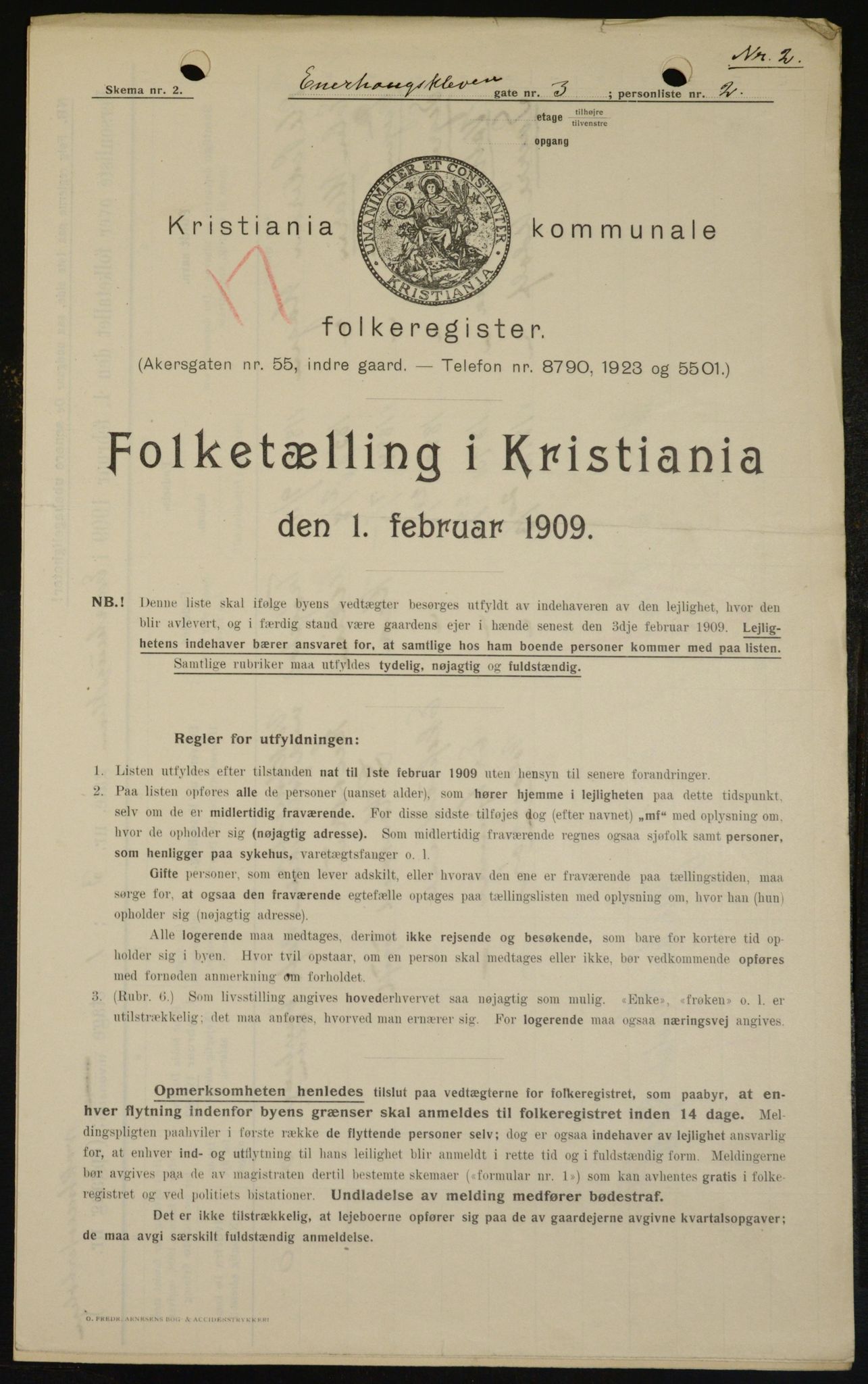 OBA, Municipal Census 1909 for Kristiania, 1909, p. 19591