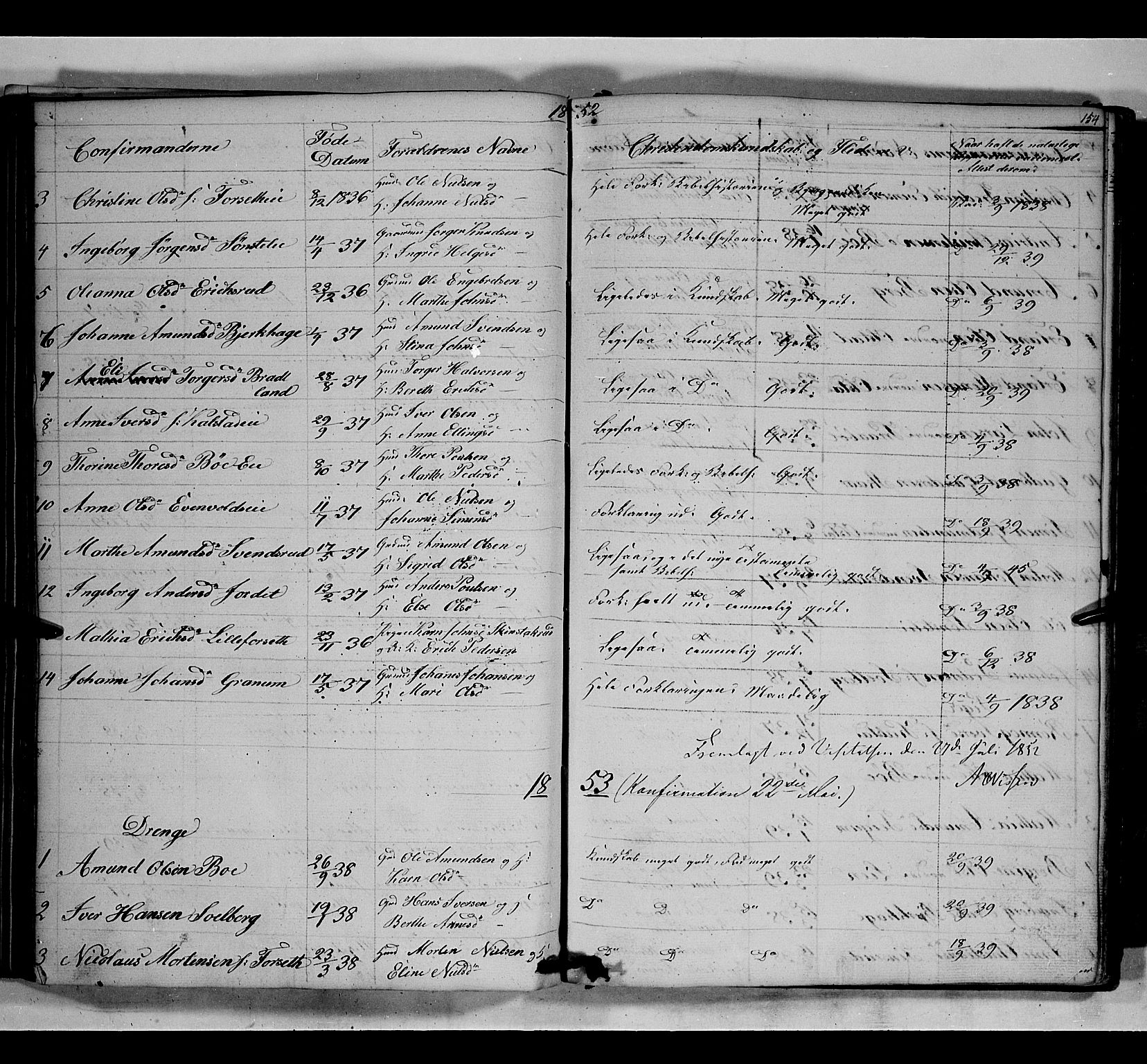 Gausdal prestekontor, SAH/PREST-090/H/Ha/Hab/L0005: Parish register (copy) no. 5, 1846-1867, p. 154