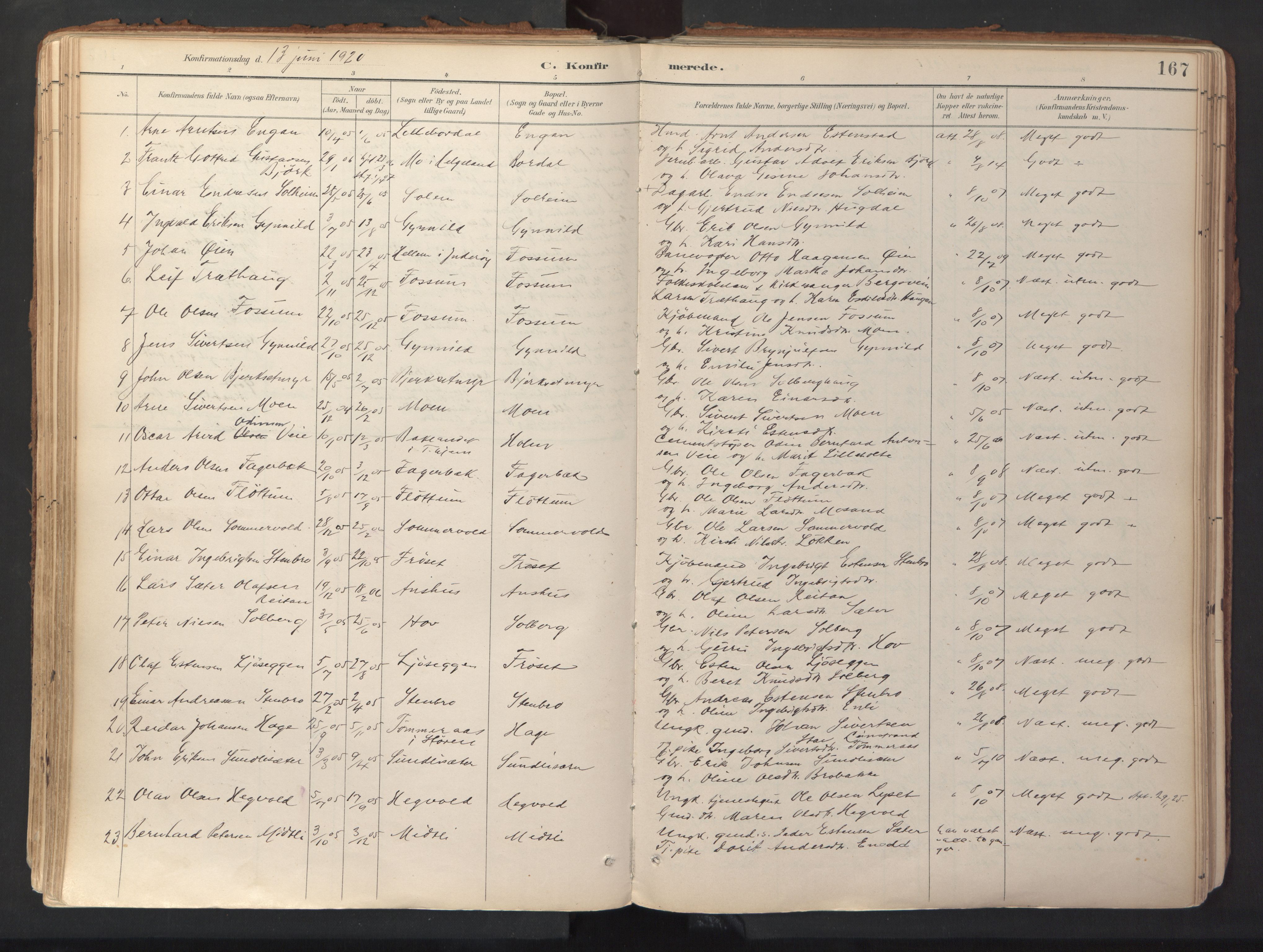 Ministerialprotokoller, klokkerbøker og fødselsregistre - Sør-Trøndelag, AV/SAT-A-1456/689/L1041: Parish register (official) no. 689A06, 1891-1923, p. 167