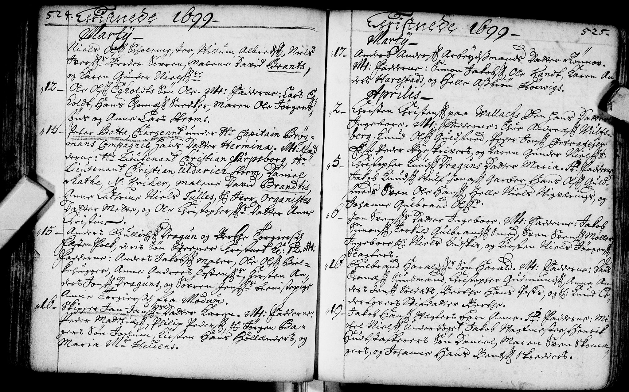 Bragernes kirkebøker, AV/SAKO-A-6/F/Fa/L0002: Parish register (official) no. I 2, 1680-1705, p. 524-525