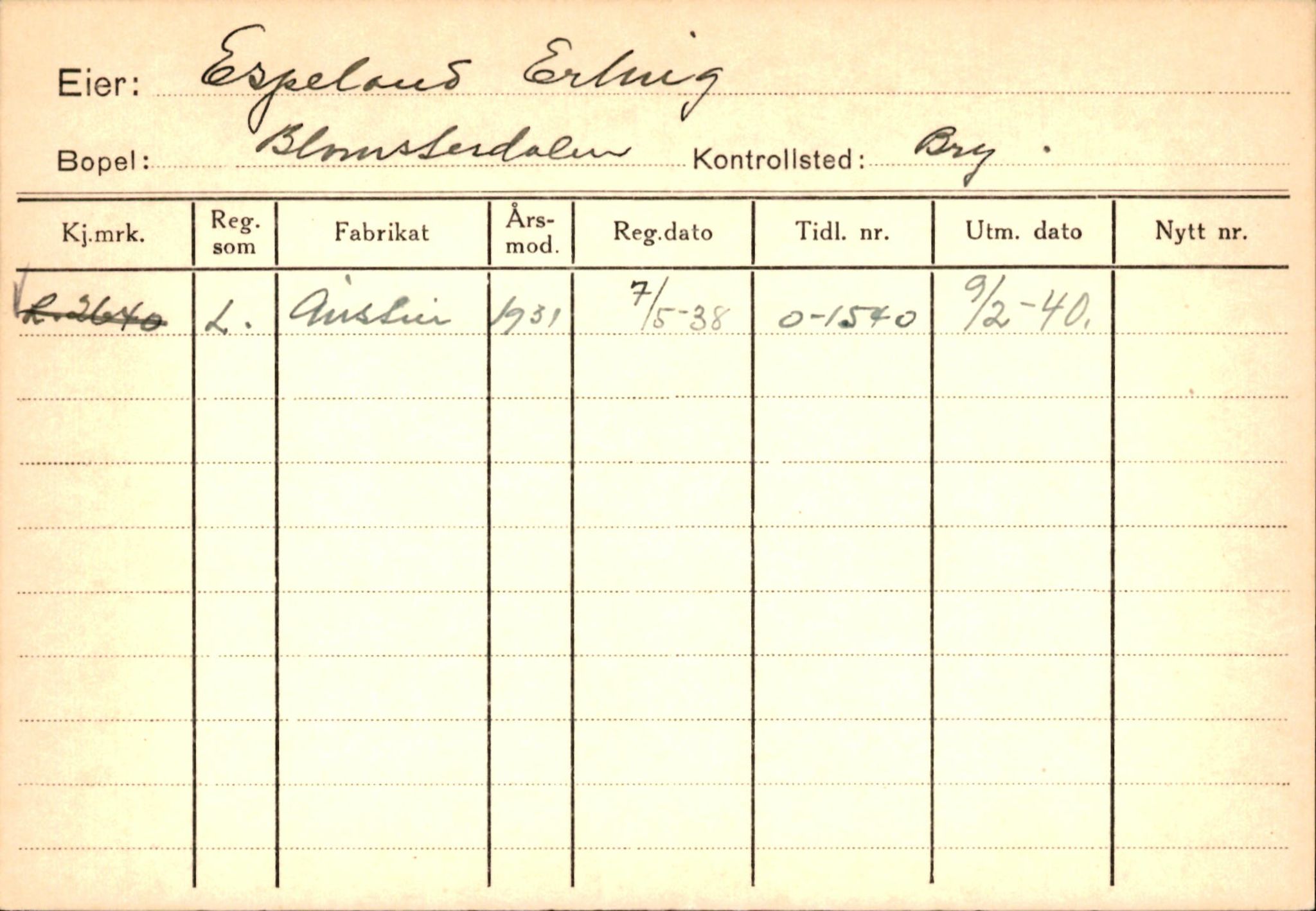 Statens vegvesen, Hordaland vegkontor, AV/SAB-A-5201/2/Ha/L0012: R-eierkort E-F, 1920-1971, p. 82