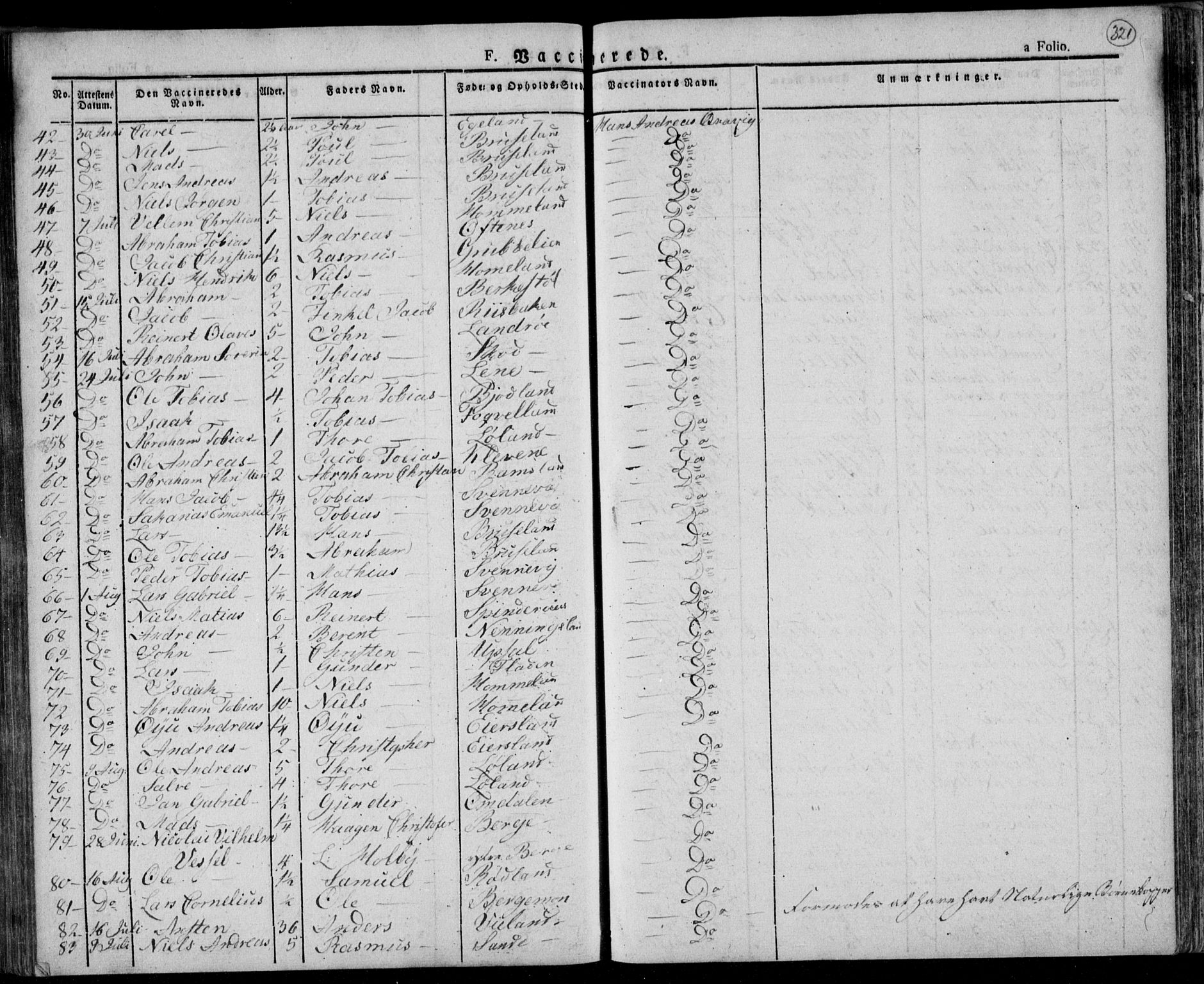 Lyngdal sokneprestkontor, AV/SAK-1111-0029/F/Fa/Fac/L0007: Parish register (official) no. A 7, 1825-1838, p. 321