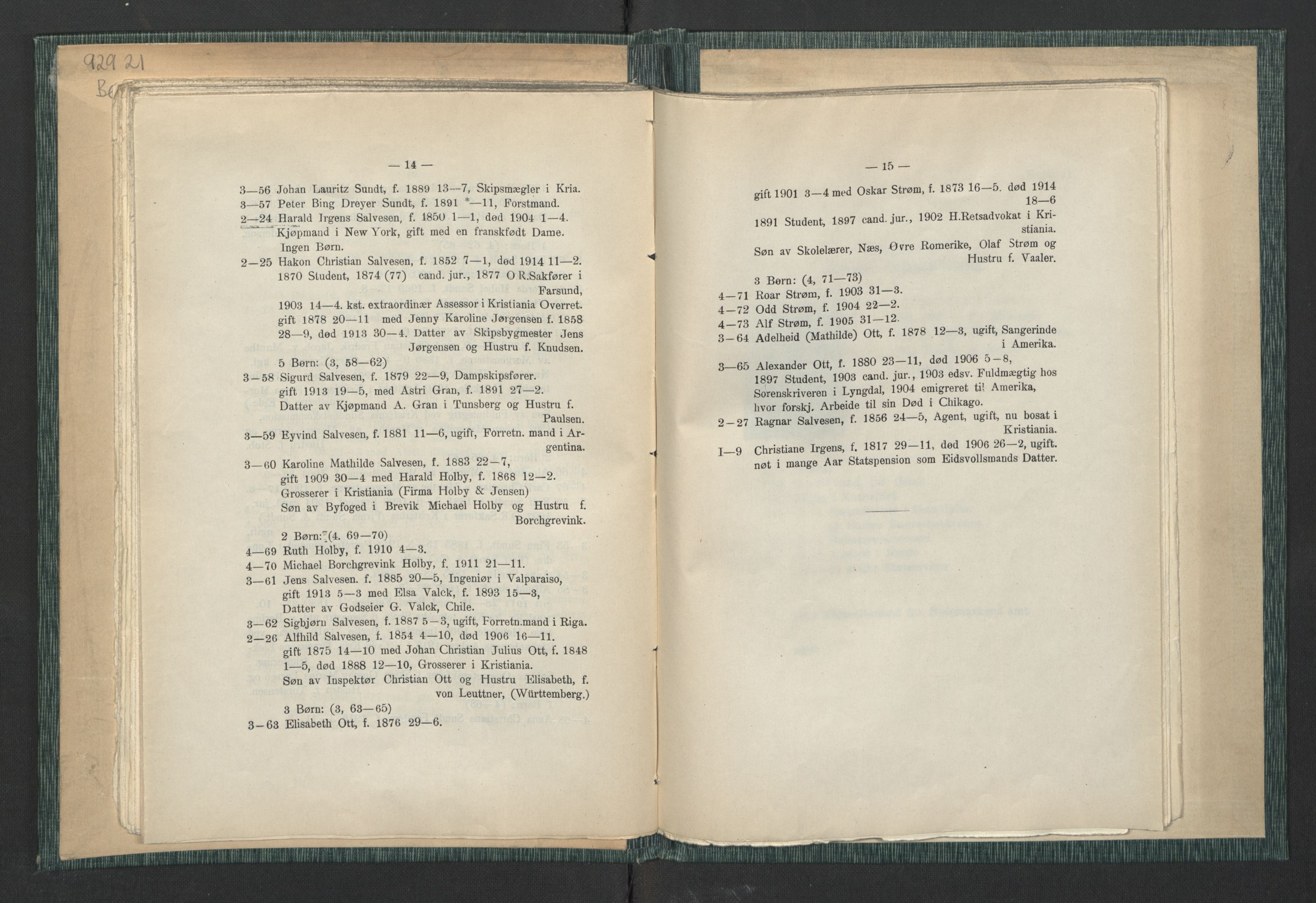 Andre publikasjoner, PUBL/PUBL-999/0003/0001: Johan Kielland Bergwitz: Vore Eidsvollsmænds efterkommere. Gjennem alle linjer i 100 aar (1914), 1814-1914, p. 56