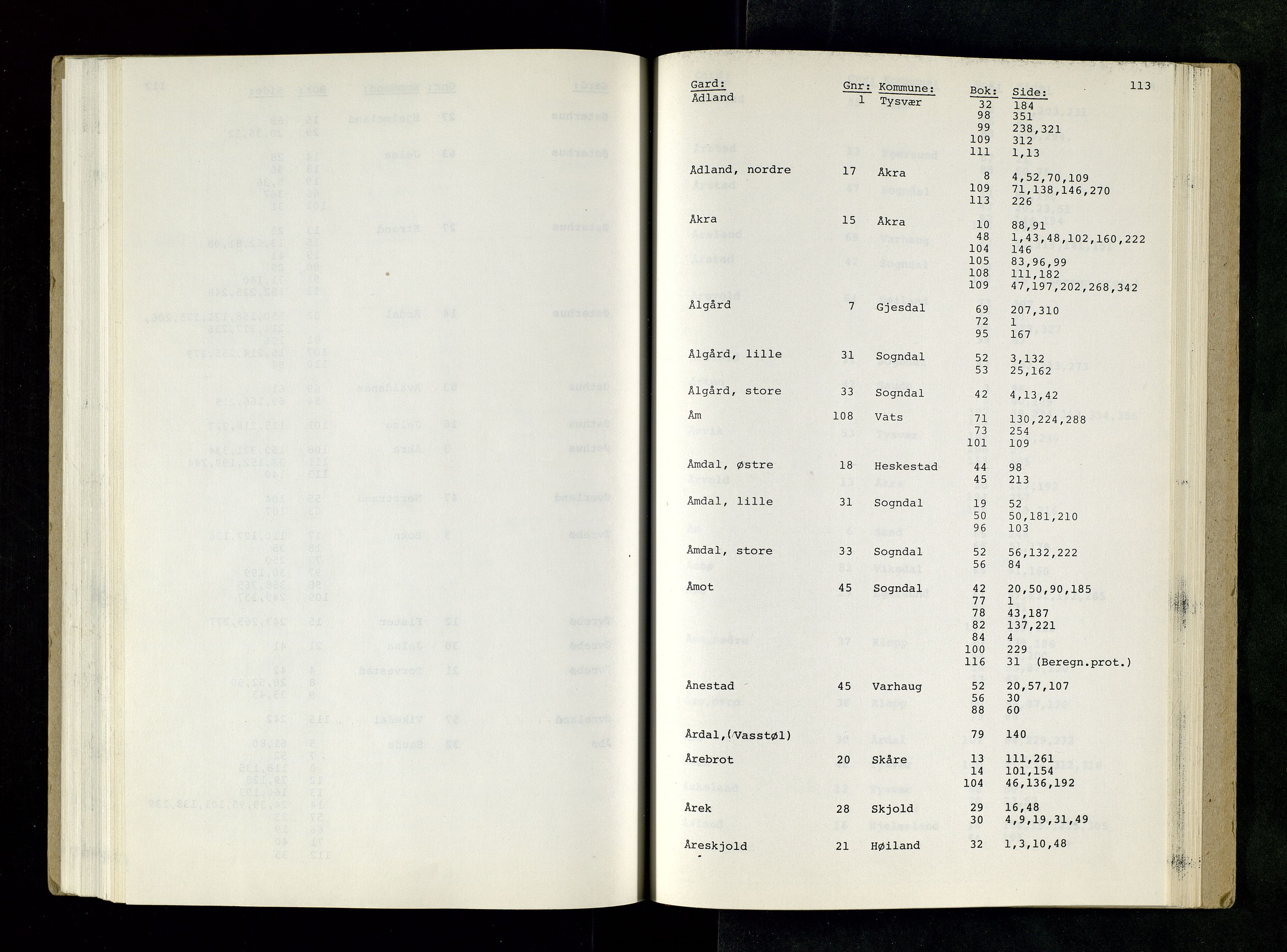 Rogaland jordskifterett, AV/SAST-A-102426/Oaa/L0001: Katalog og register, 1859-1974, p. 113