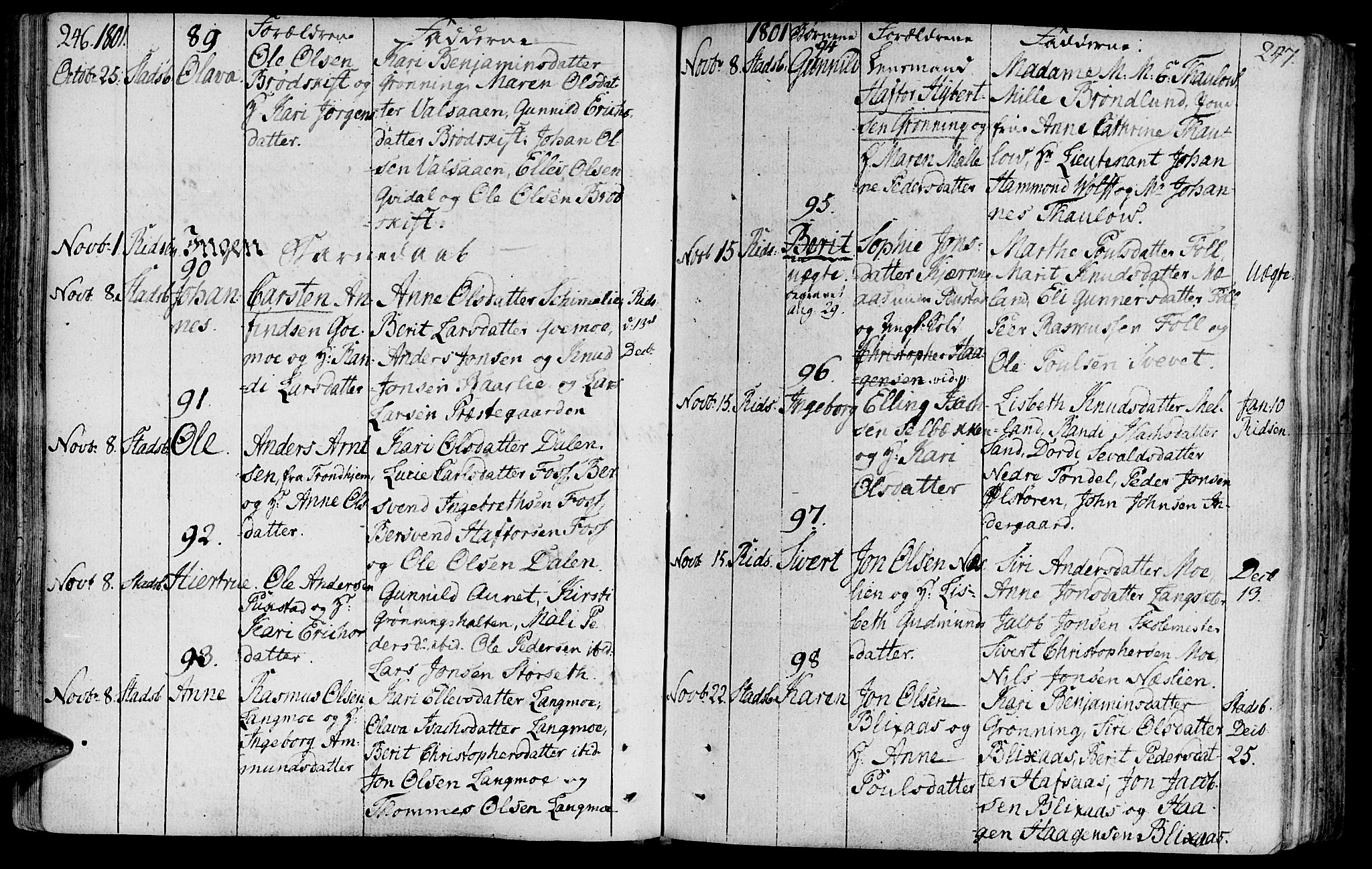 Ministerialprotokoller, klokkerbøker og fødselsregistre - Sør-Trøndelag, SAT/A-1456/646/L0606: Parish register (official) no. 646A04, 1791-1805, p. 246-247