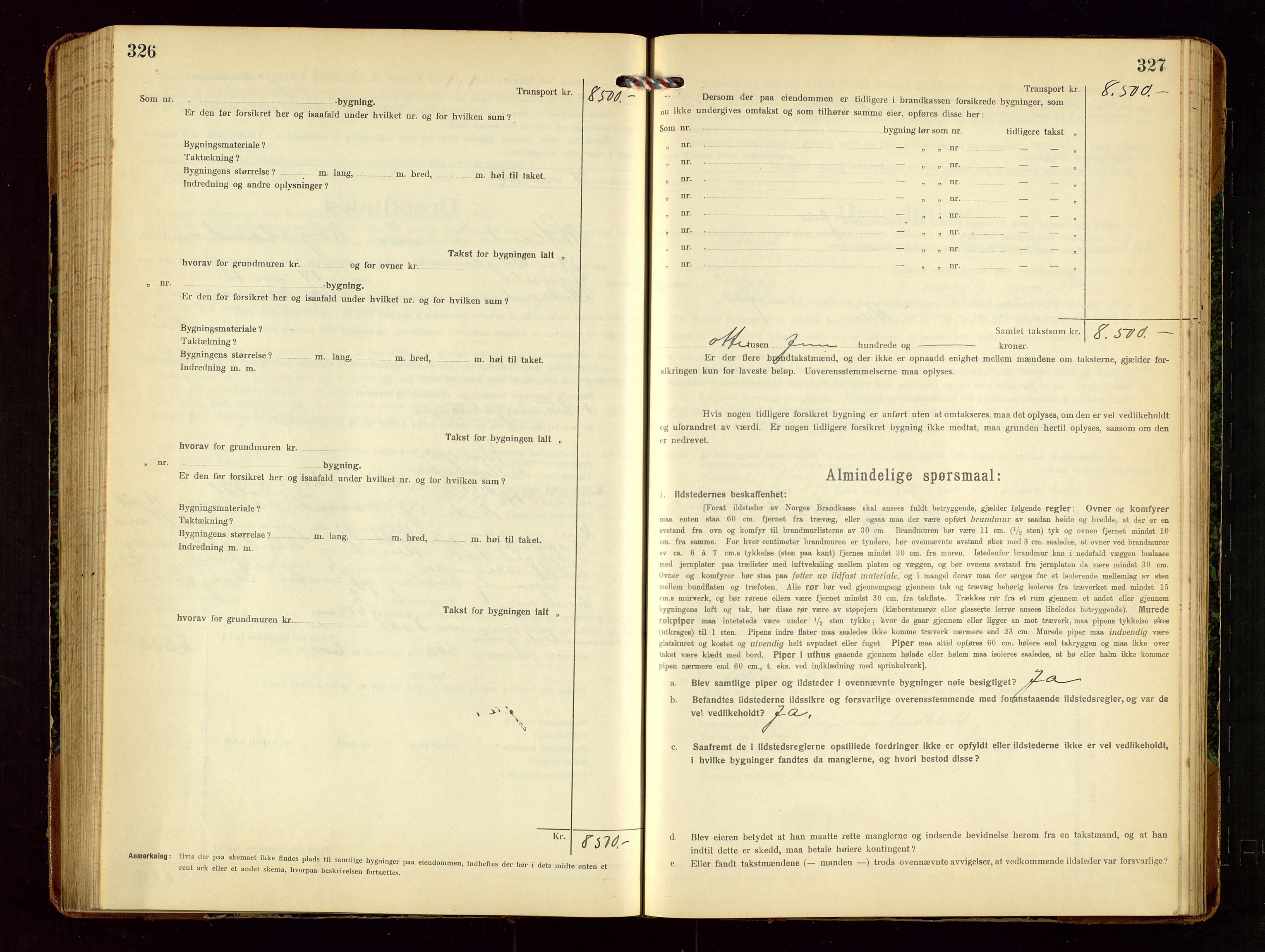 Hetland lensmannskontor, AV/SAST-A-100101/Gob/L0002: "Brandtakstprotokol", 1918-1932, p. 326-327