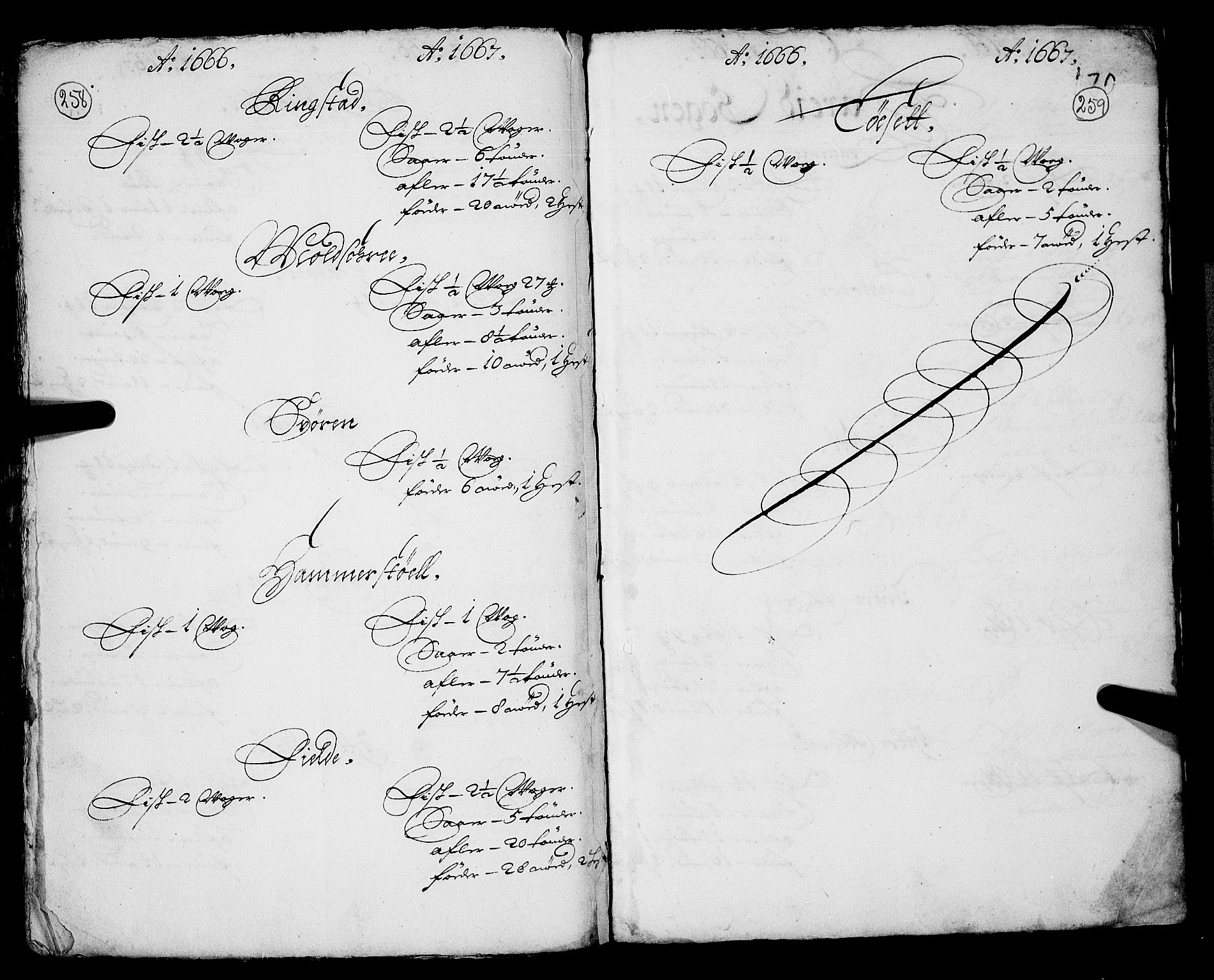 Rentekammeret inntil 1814, Realistisk ordnet avdeling, AV/RA-EA-4070/N/Nb/Nba/L0046: Sunnmøre fogderi, 1666-1667, p. 258-259