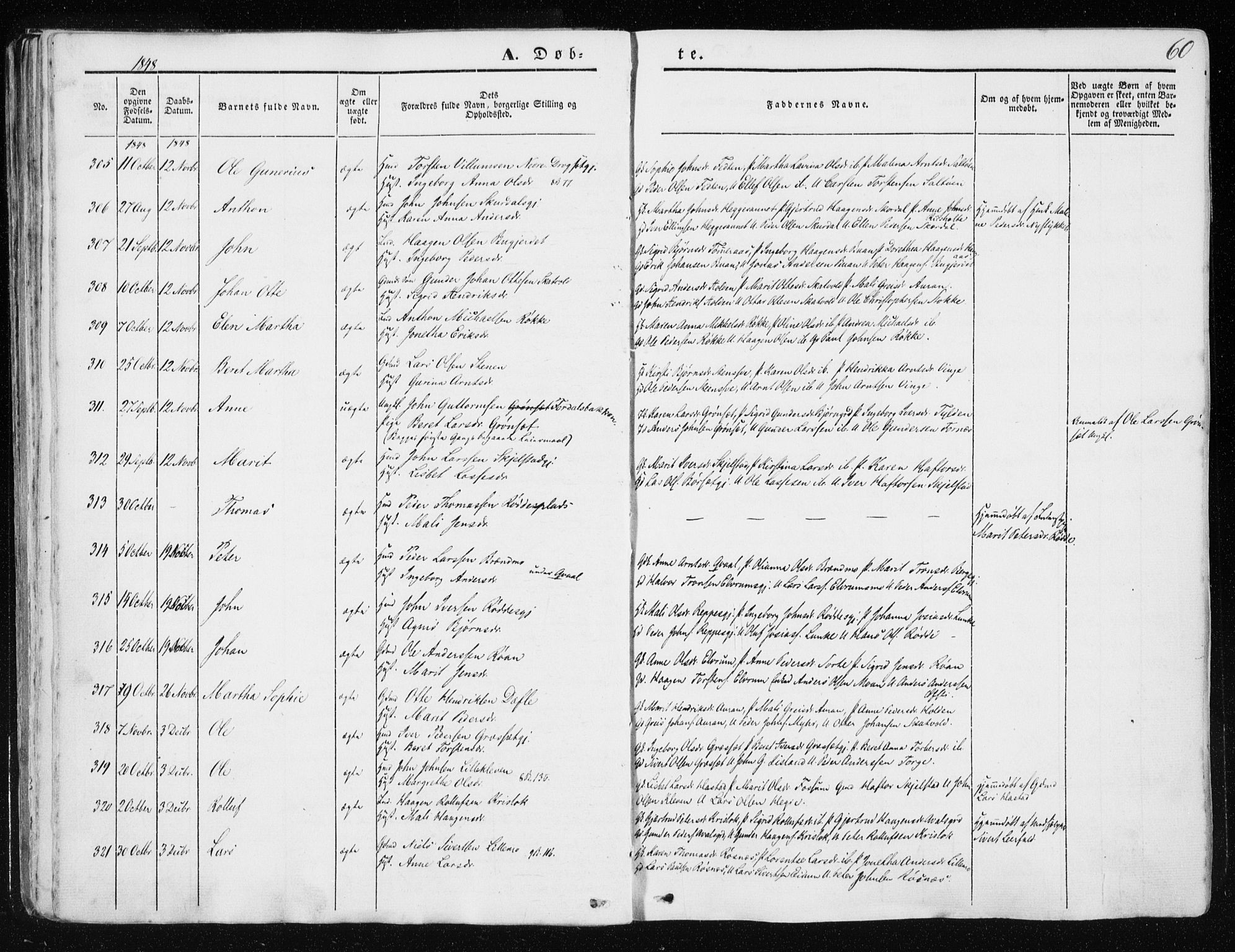 Ministerialprotokoller, klokkerbøker og fødselsregistre - Nord-Trøndelag, AV/SAT-A-1458/709/L0074: Parish register (official) no. 709A14, 1845-1858, p. 60