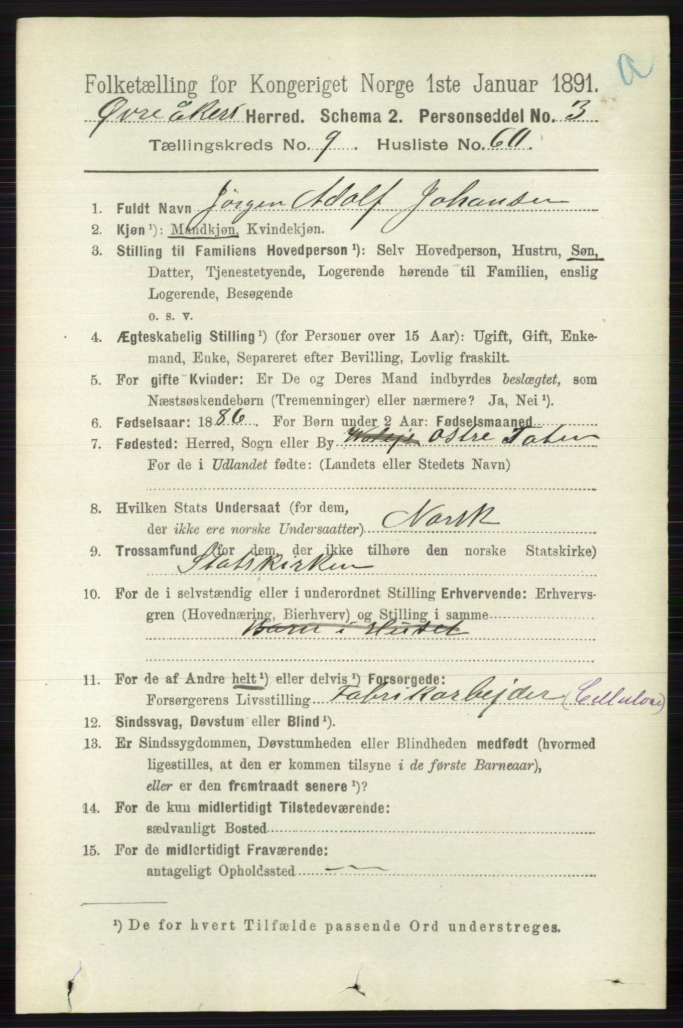 RA, 1891 census for 0624 Øvre Eiker, 1891, p. 3955