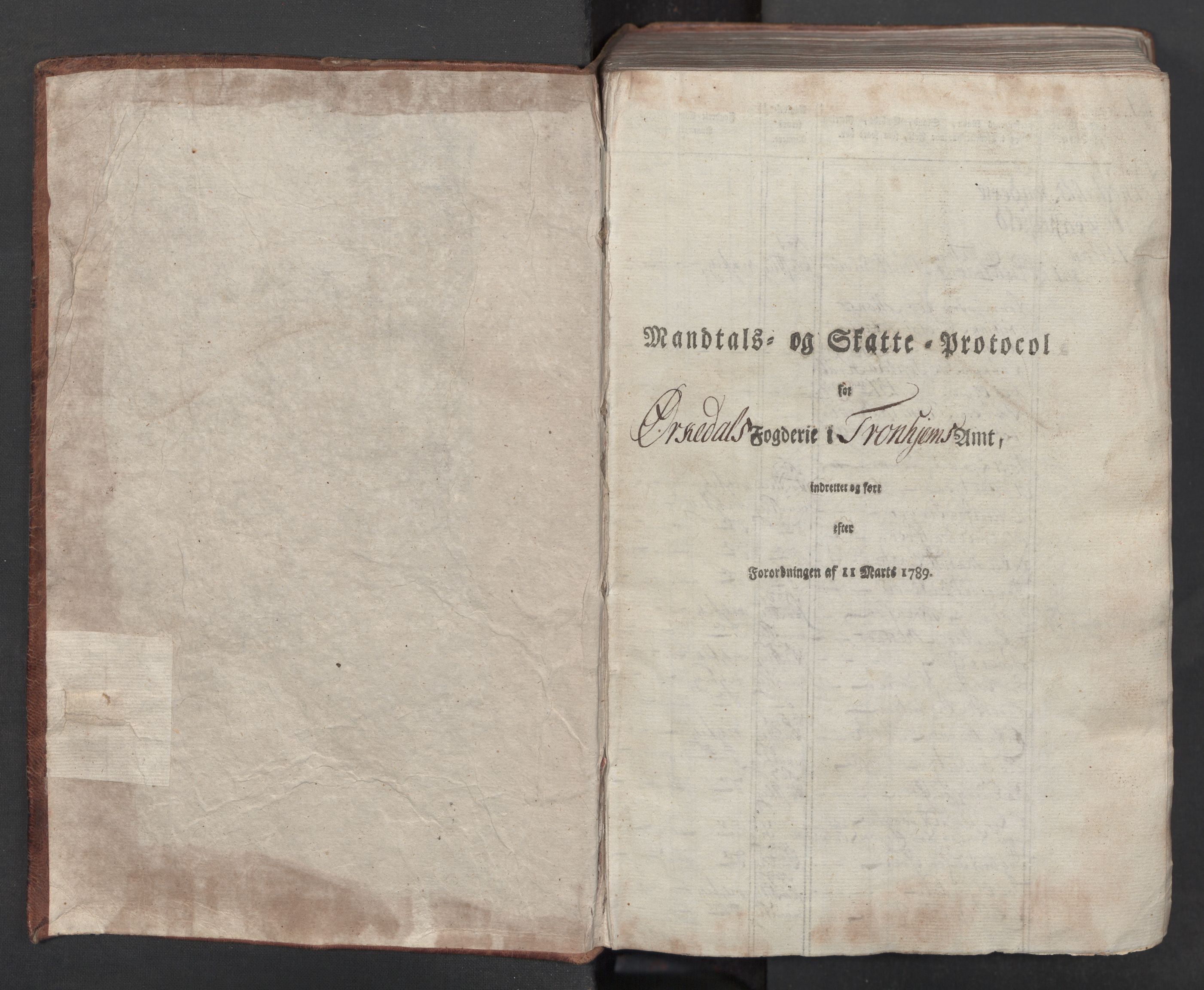 Rentekammeret inntil 1814, Reviderte regnskaper, Mindre regnskaper, RA/EA-4068/Rf/Rfe/L0033: Orkdal og Gauldal fogderi, 1789, p. 2