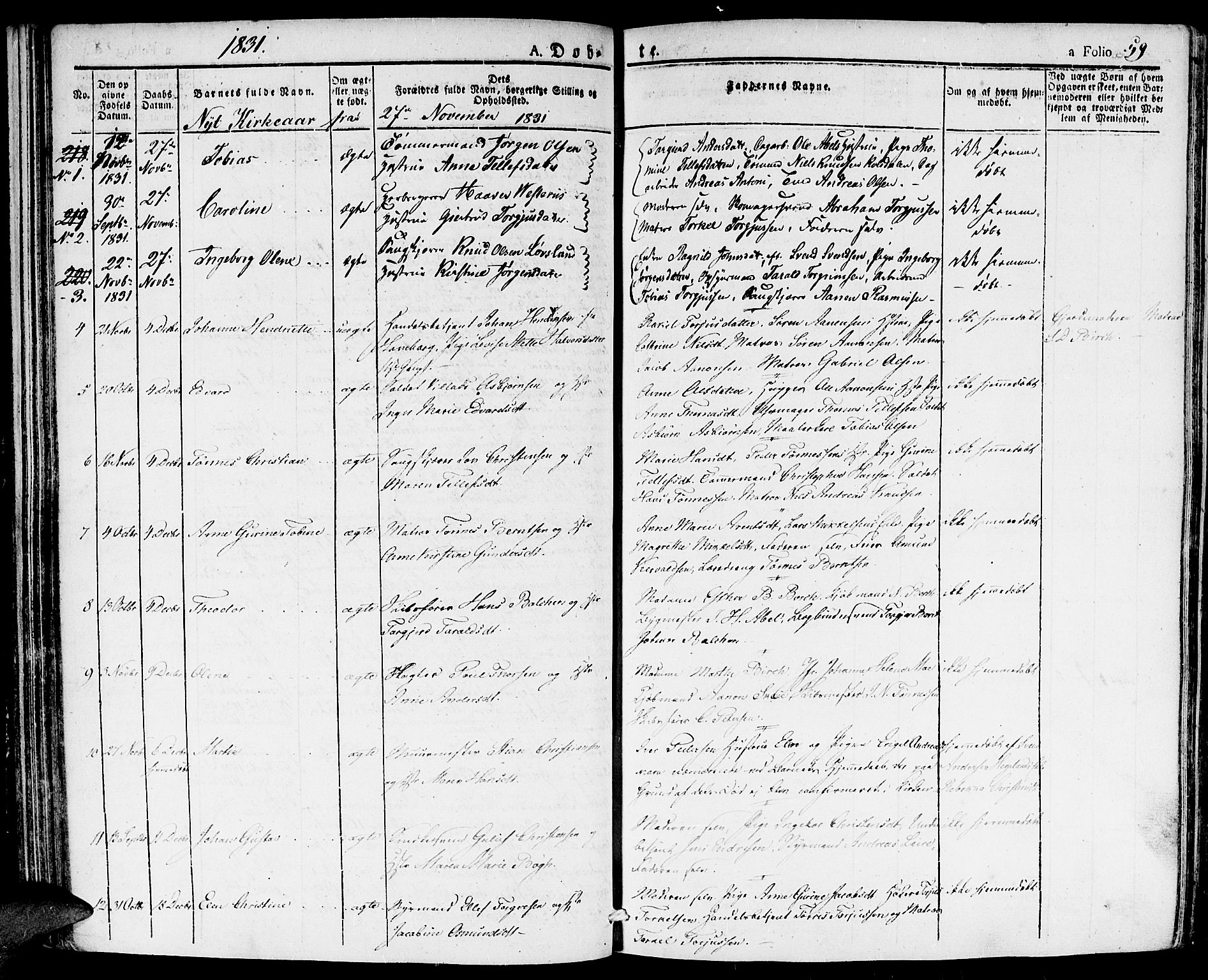 Kristiansand domprosti, SAK/1112-0006/F/Fa/L0011: Parish register (official) no. A 11, 1827-1841, p. 59