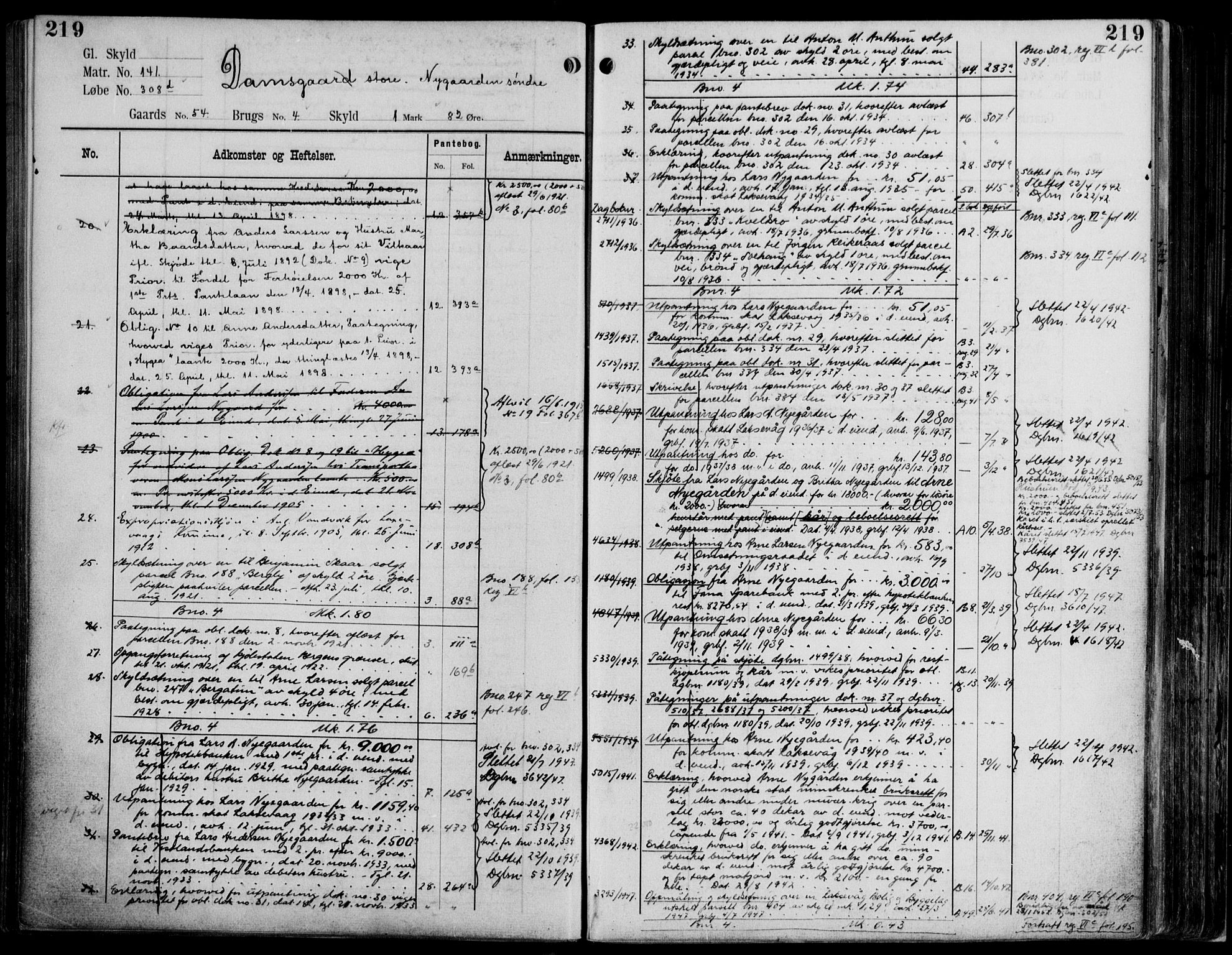 Midhordland sorenskriveri, AV/SAB-A-3001/1/G/Ga/Gab/L0114: Mortgage register no. II.A.b.114, p. 219