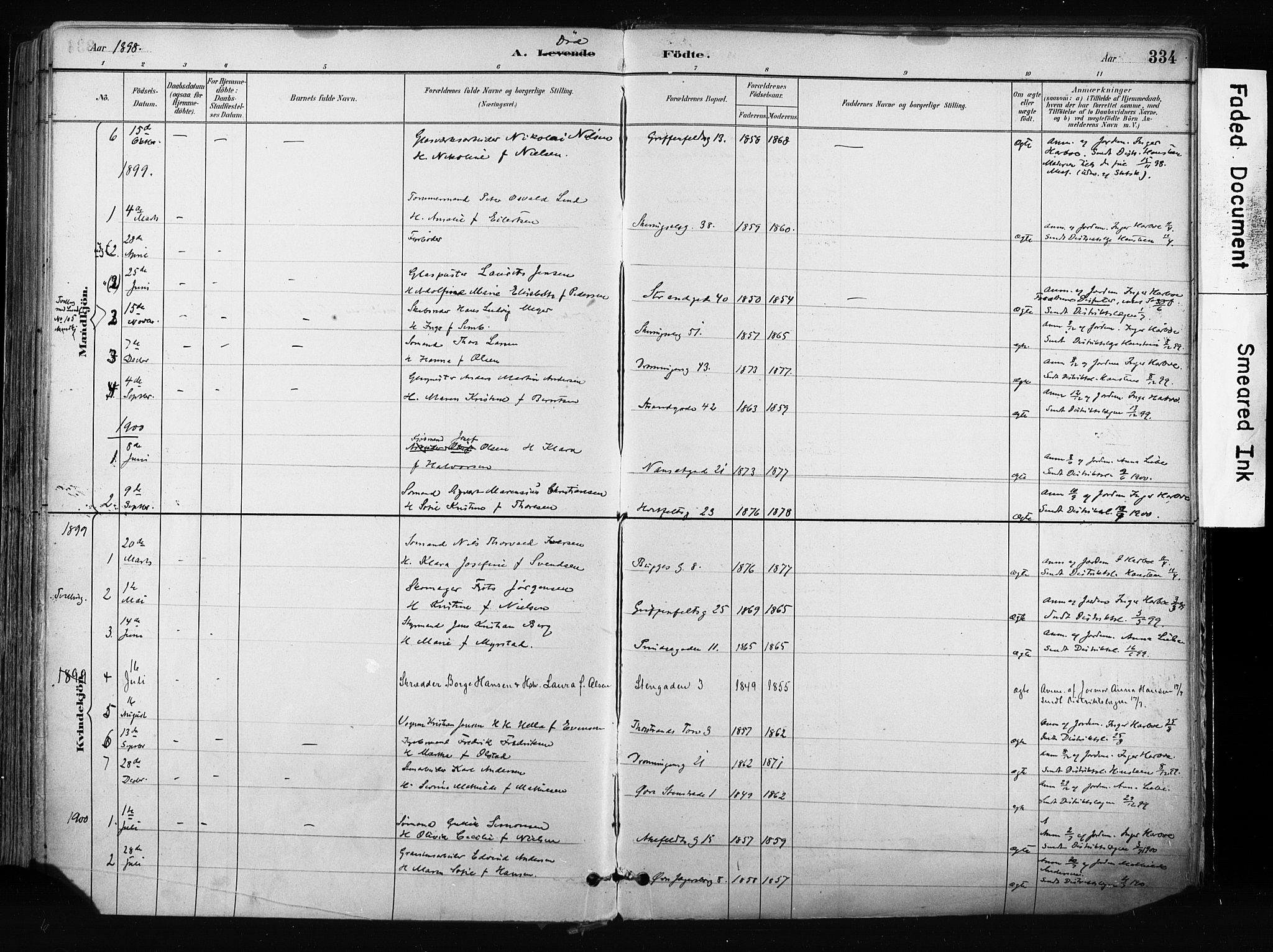 Larvik kirkebøker, AV/SAKO-A-352/F/Fa/L0009: Parish register (official) no. I 9, 1884-1904, p. 334