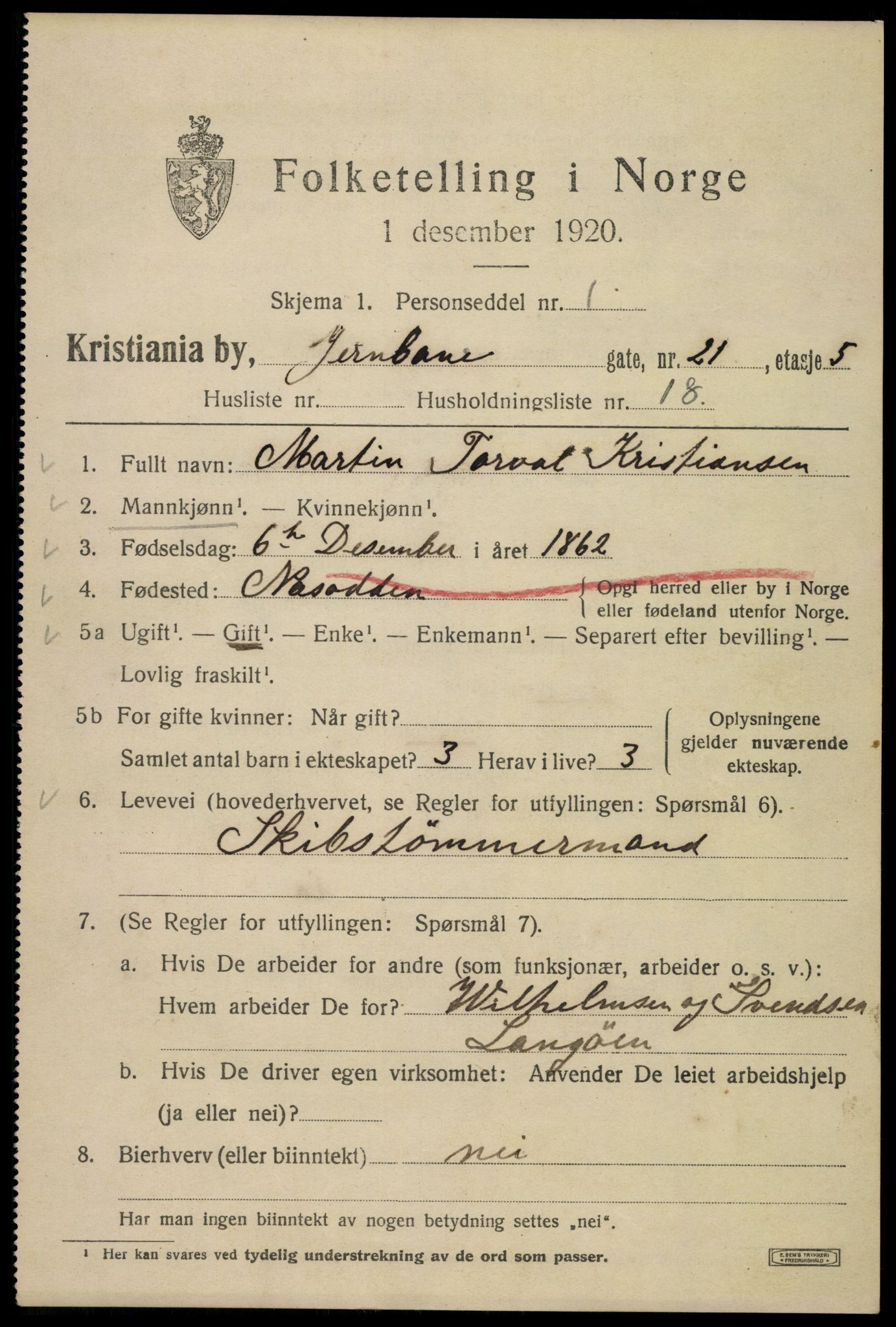 SAO, 1920 census for Kristiania, 1920, p. 323229