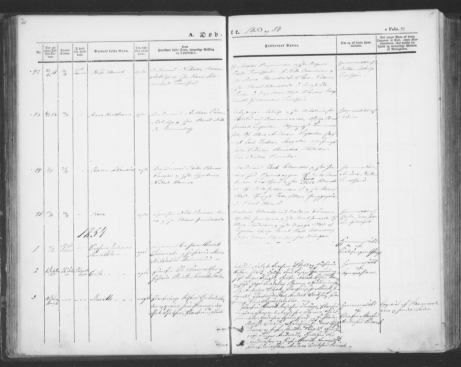 Tana sokneprestkontor, SATØ/S-1334/H/Ha/L0001kirke: Parish register (official) no. 1, 1846-1861, p. 47