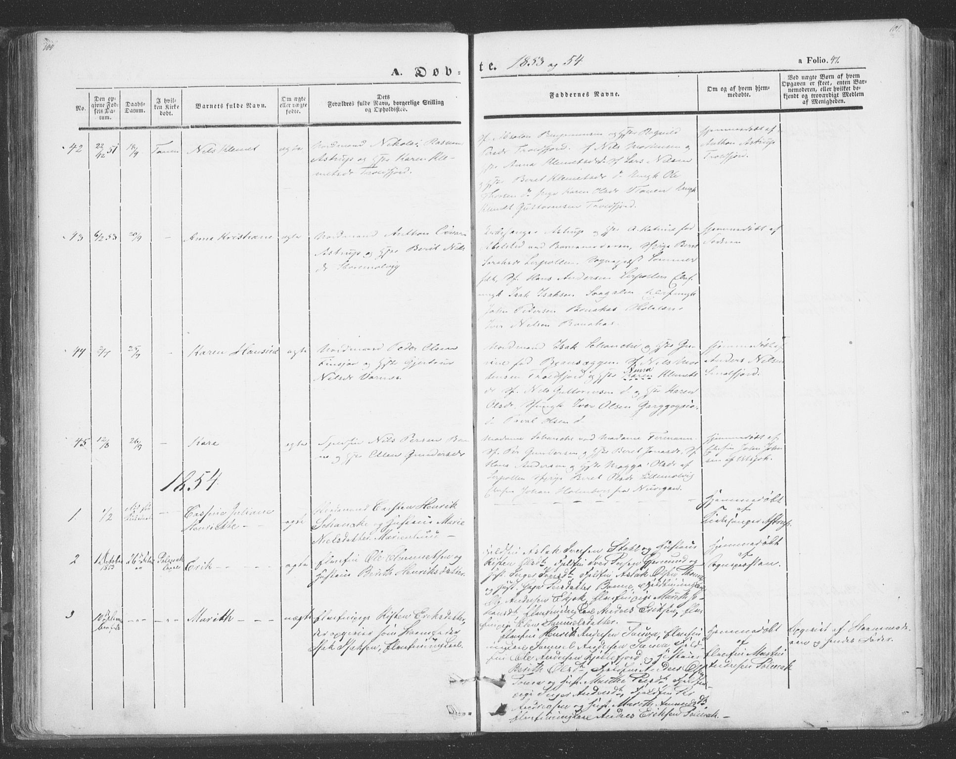 Tana sokneprestkontor, AV/SATØ-S-1334/H/Ha/L0001kirke: Parish register (official) no. 1, 1846-1861, p. 47