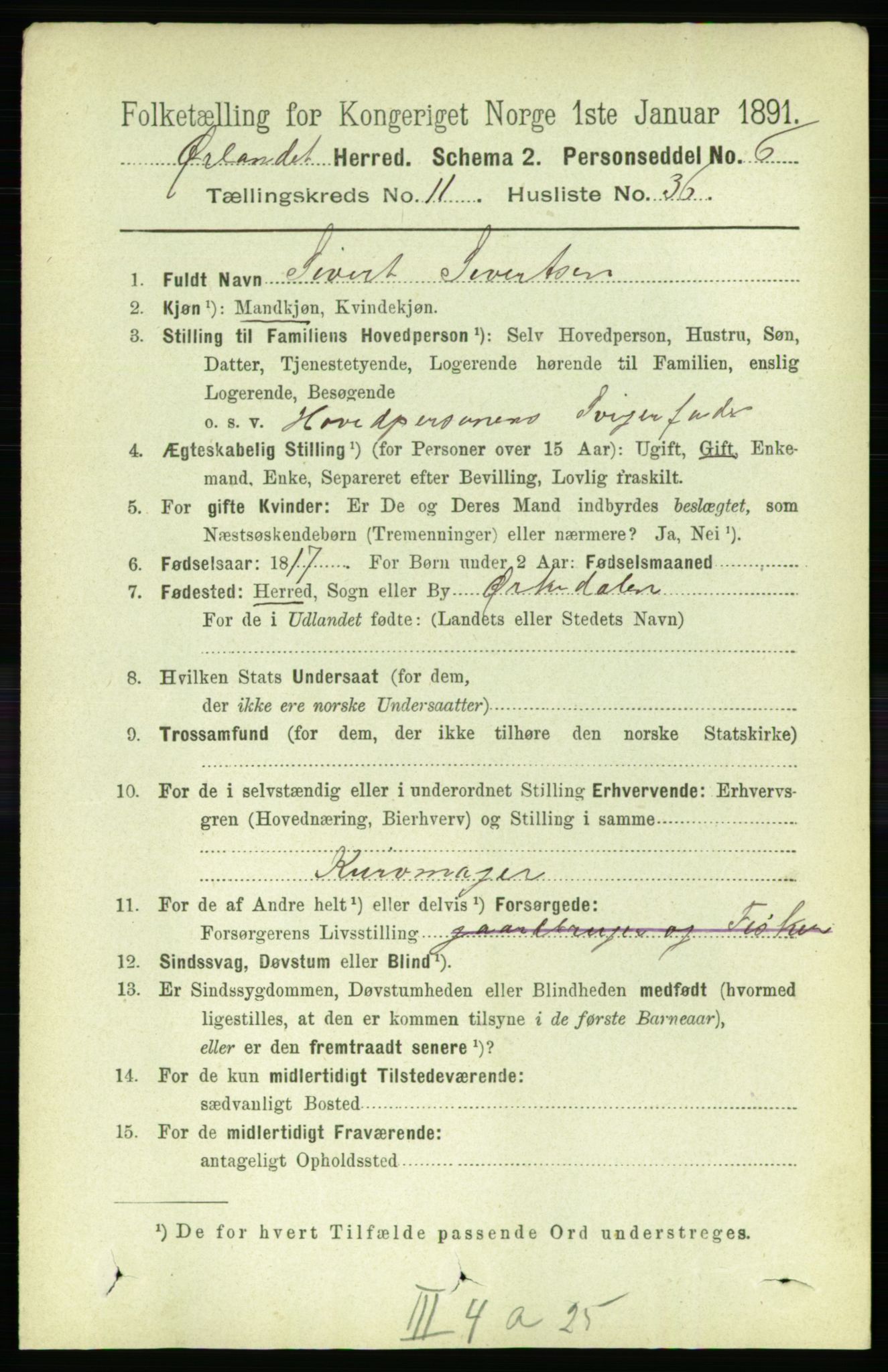 RA, 1891 census for 1621 Ørland, 1891, p. 5120