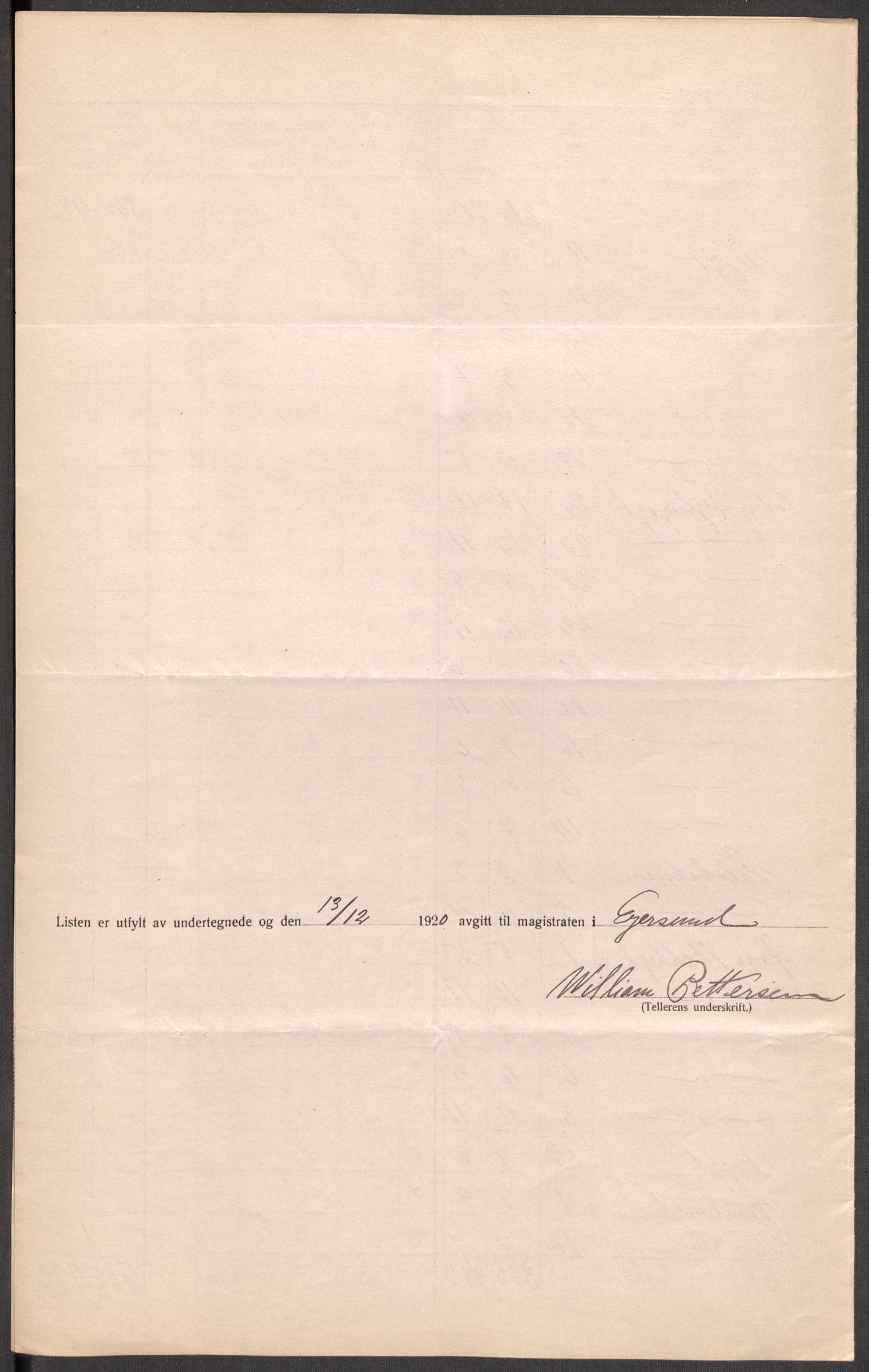 SAST, 1920 census for Egersund town, 1920, p. 9