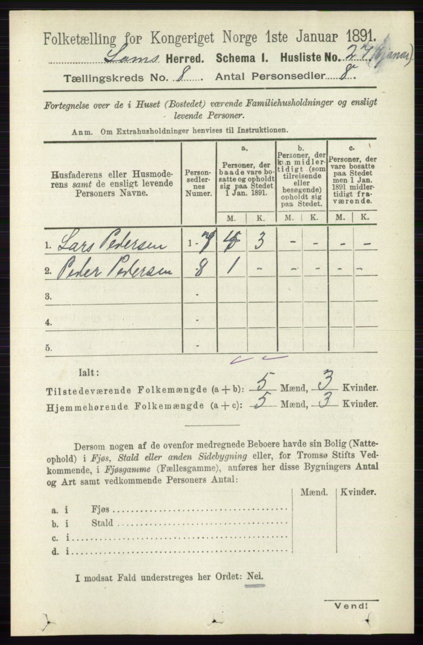 RA, 1891 census for 0514 Lom, 1891, p. 3069