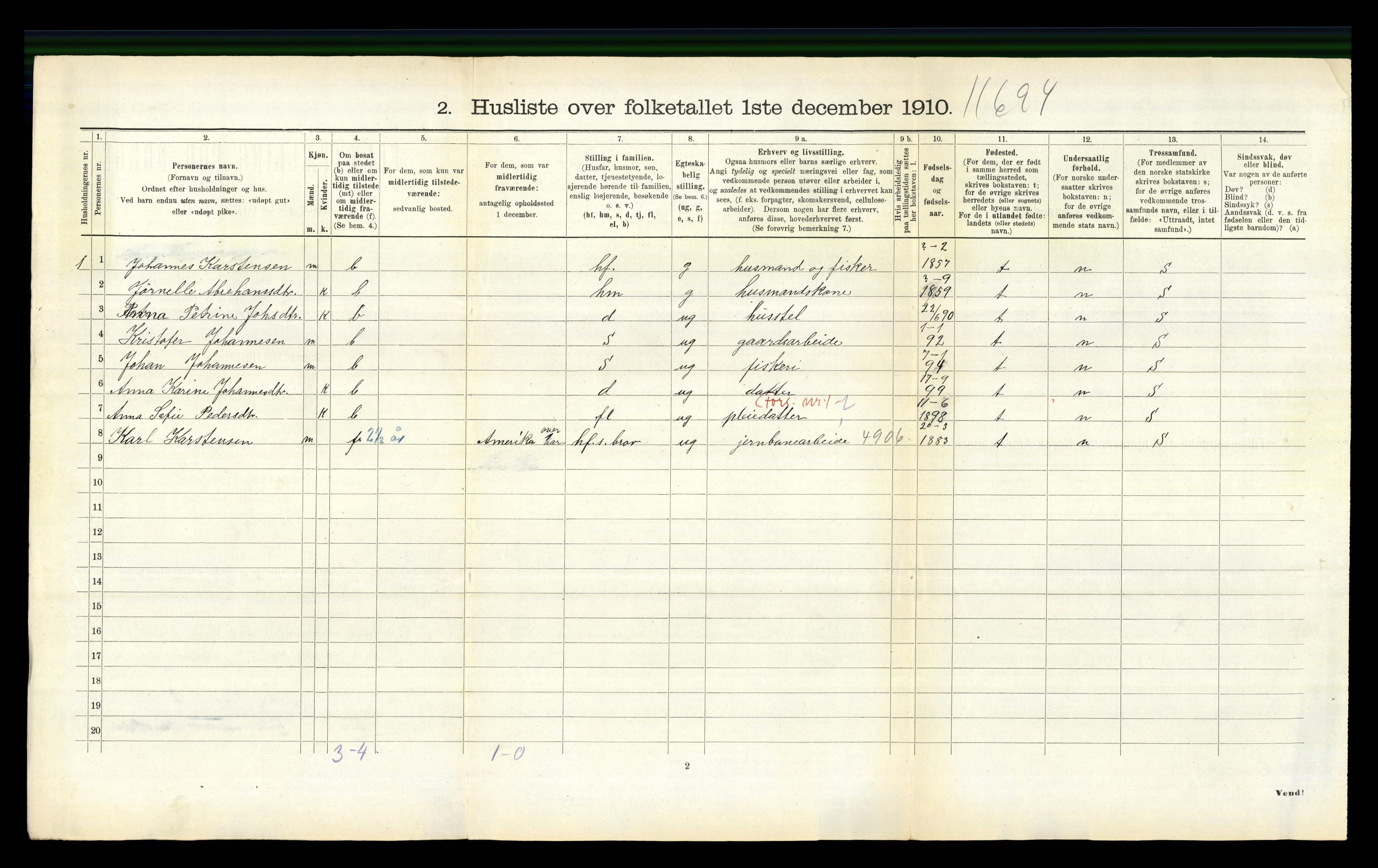 RA, 1910 census for Askvoll, 1910, p. 542